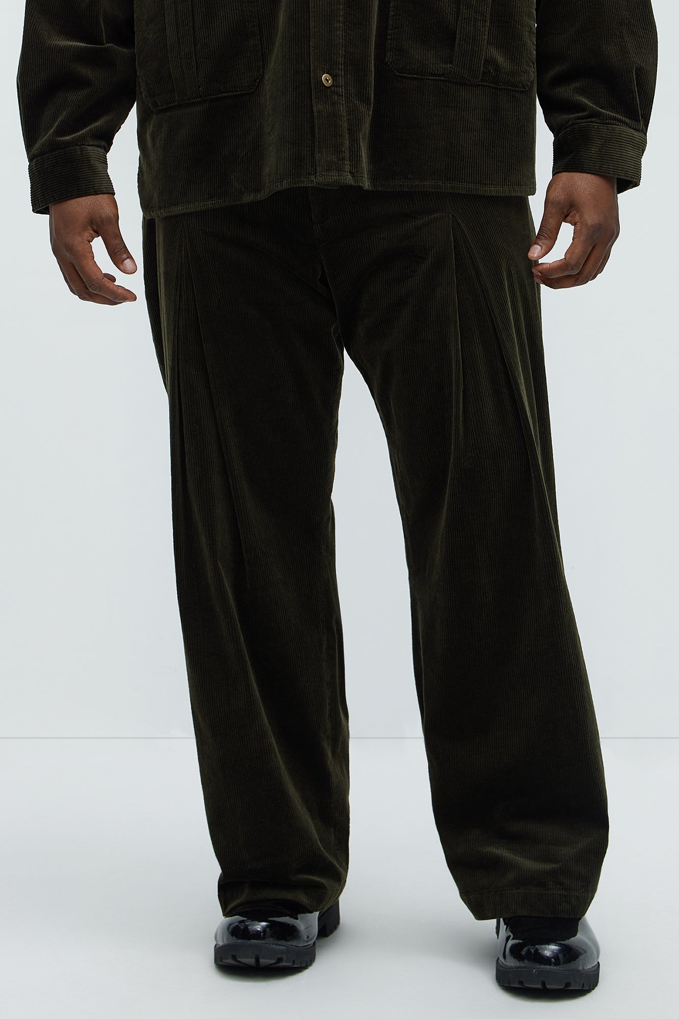 Anderson Pleated Corduroy Pants - Green - Image 6