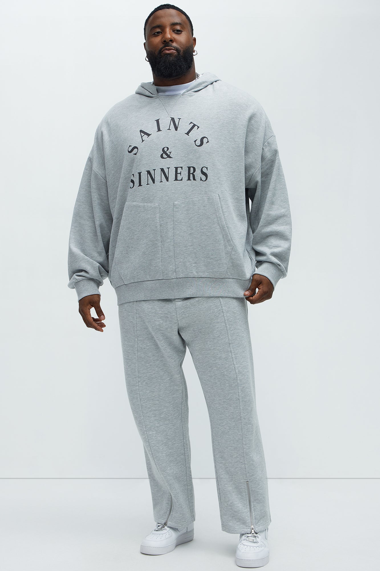 Tyson Saints And Sinners Oversized Hoodie - Heather Grey - Image 6