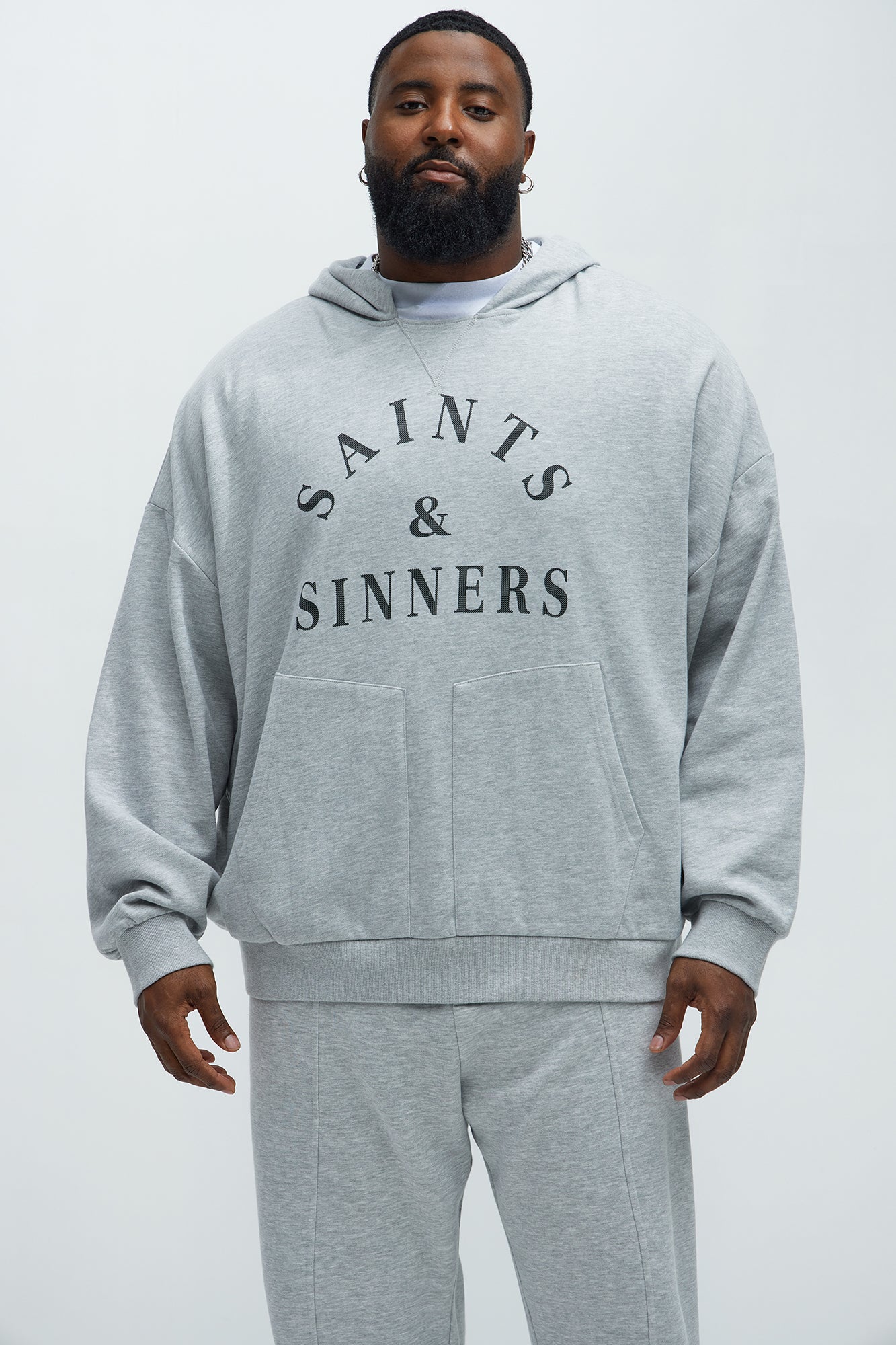 Tyson Saints And Sinners Oversized Hoodie - Heather Grey - Image 5