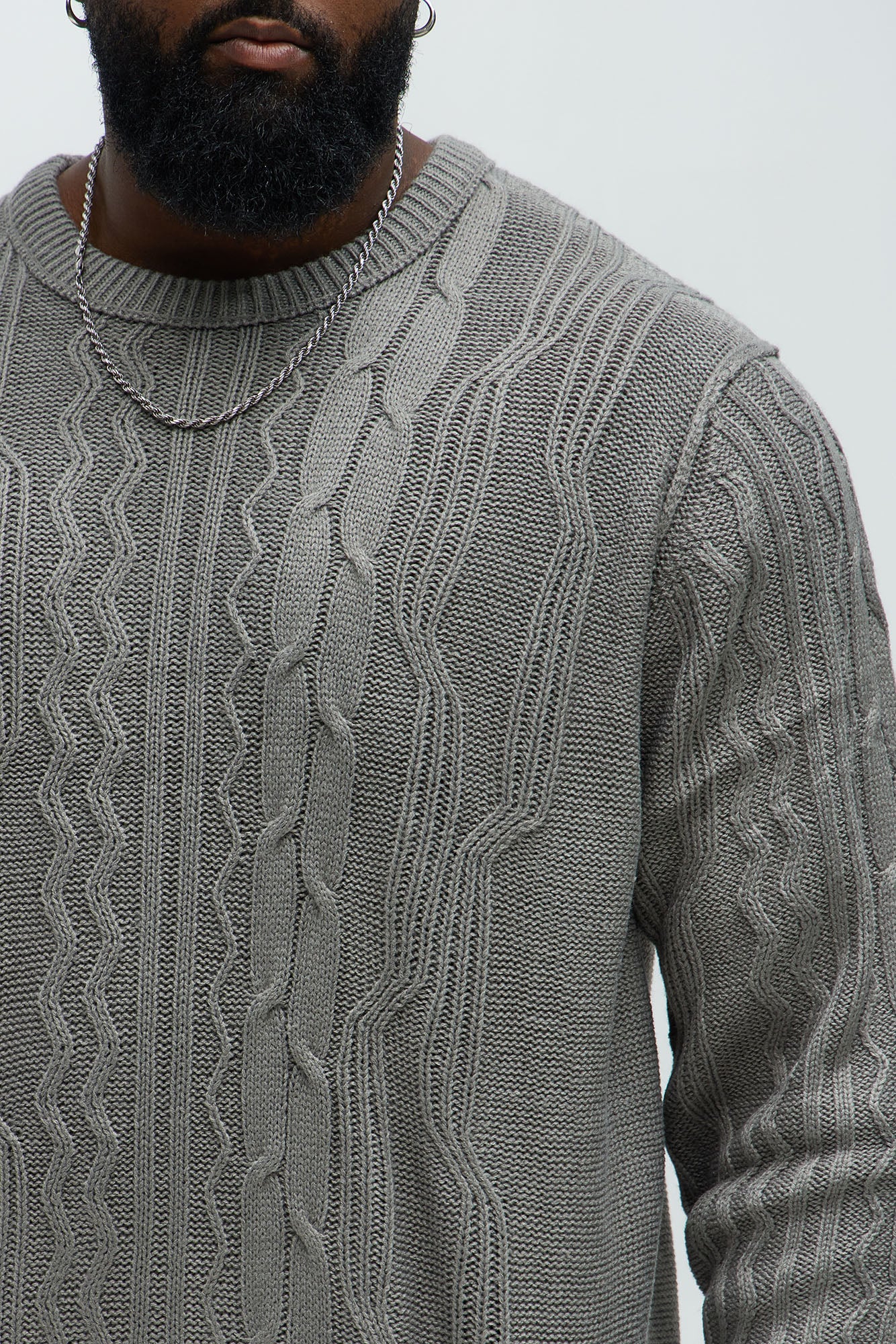 Drew Cable Knit Sweater - Heather Grey - Image 7