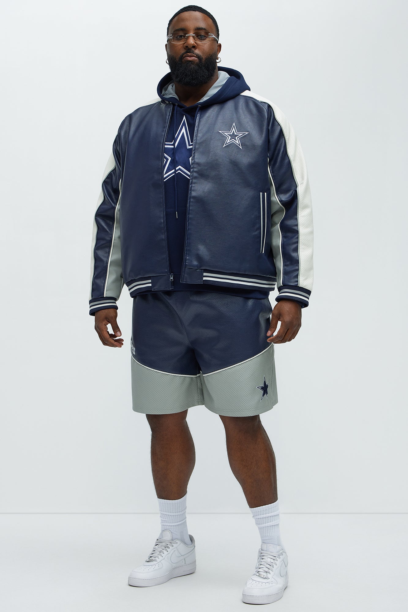 Cowboys Up And Down The Court Faux Leather Shorts - Navy - Image 8