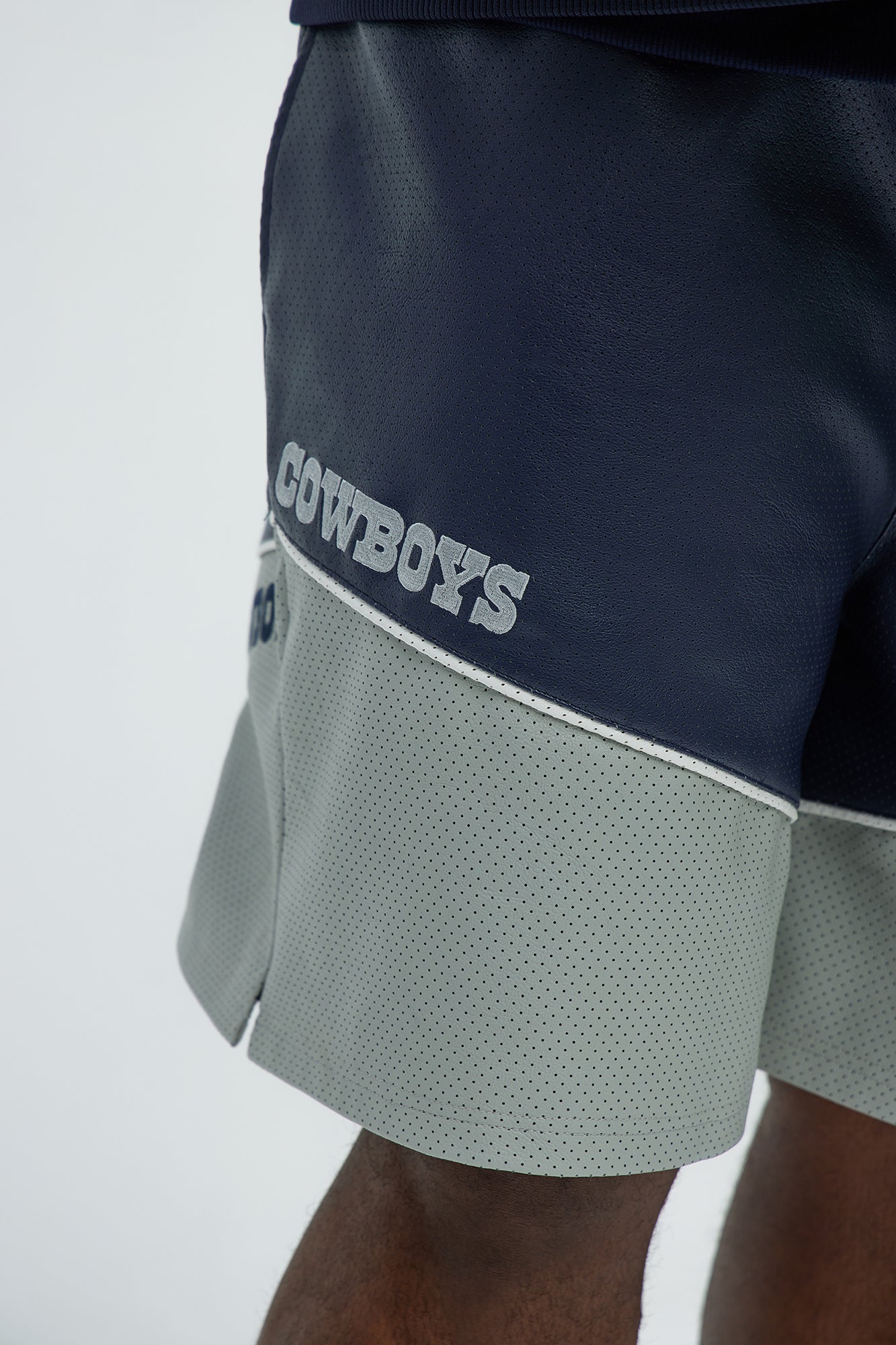 Cowboys Up And Down The Court Faux Leather Shorts - Navy - Image 9