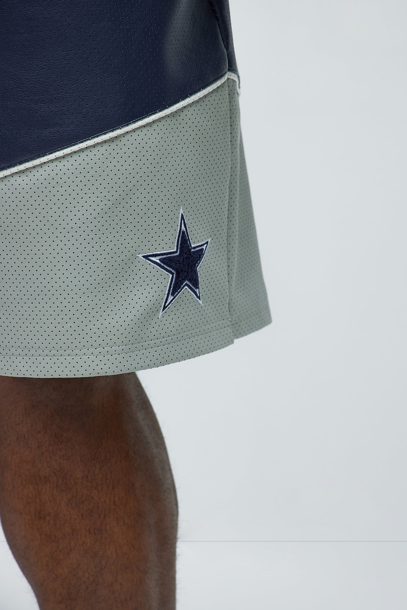 Cowboys Up And Down The Court Faux Leather Shorts - Navy - Image 10