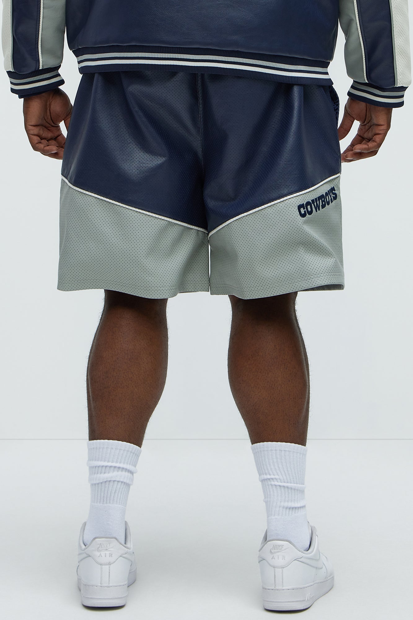 Cowboys Up And Down The Court Faux Leather Shorts - Navy - Image 11