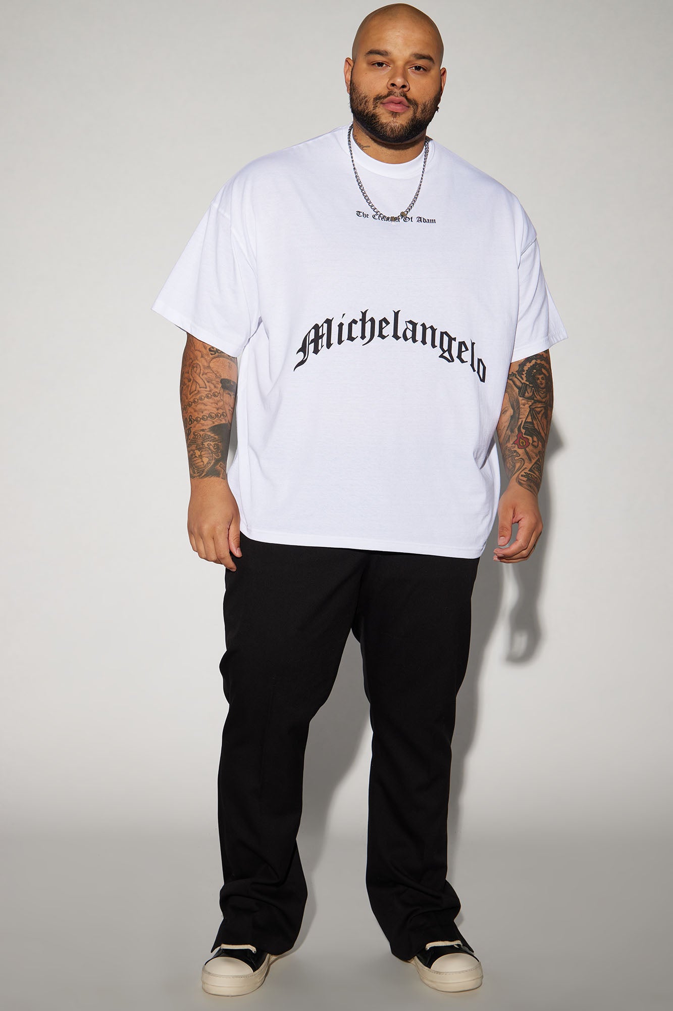 Creation Of Michelangelo Oversized Short Sleeve Tee - White - Image 7