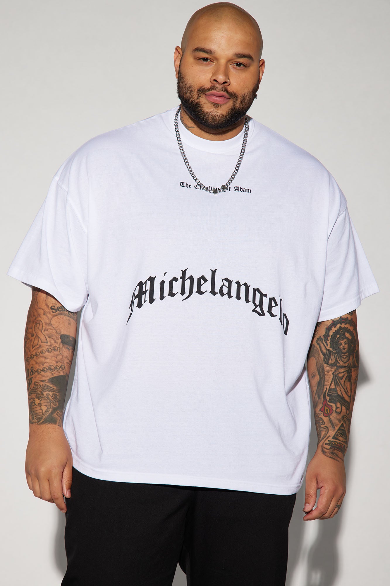 Creation Of Michelangelo Oversized Short Sleeve Tee - White - Image 9