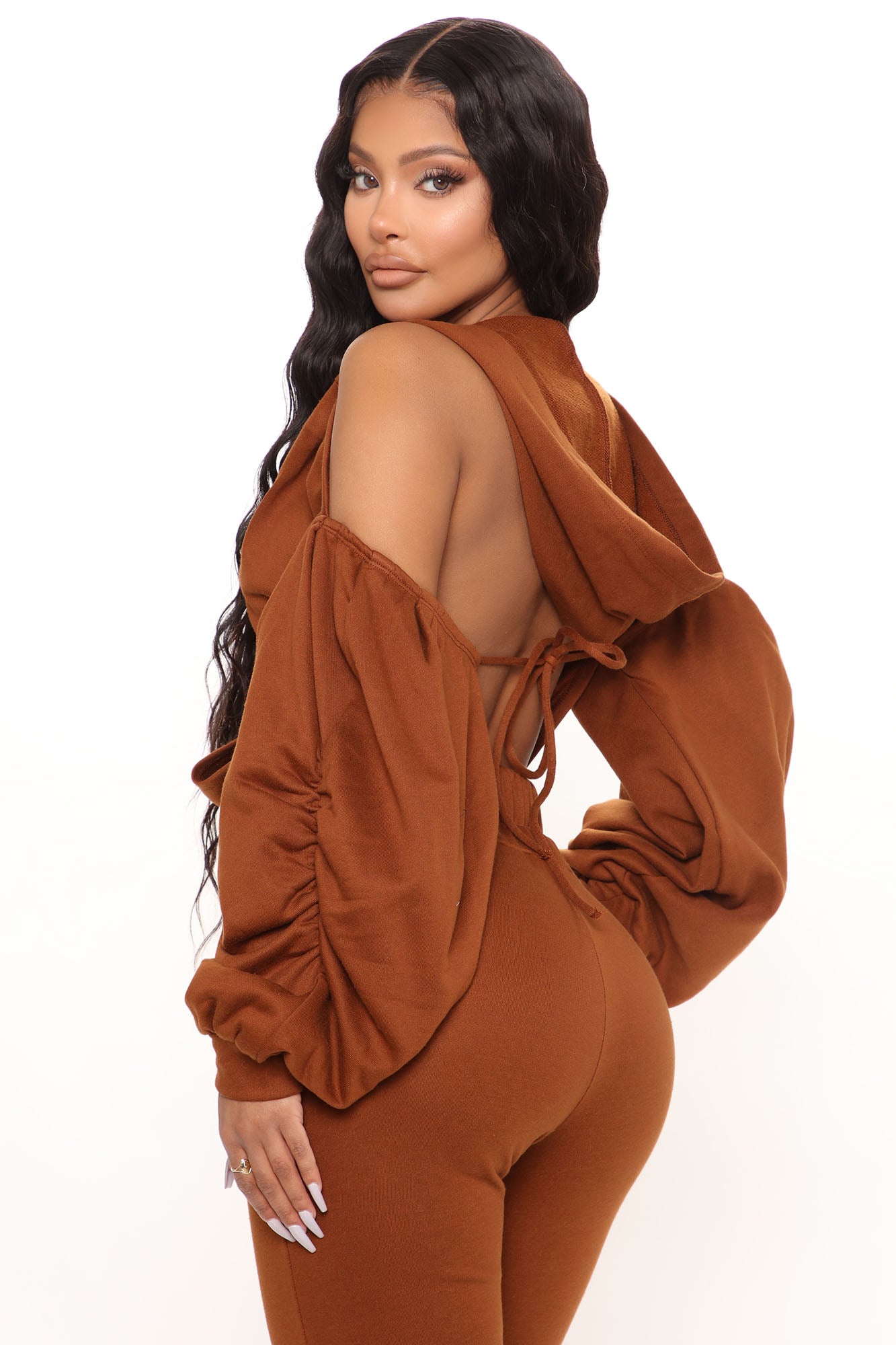 Good For You Ruched Pant Set - Brown - Image 4