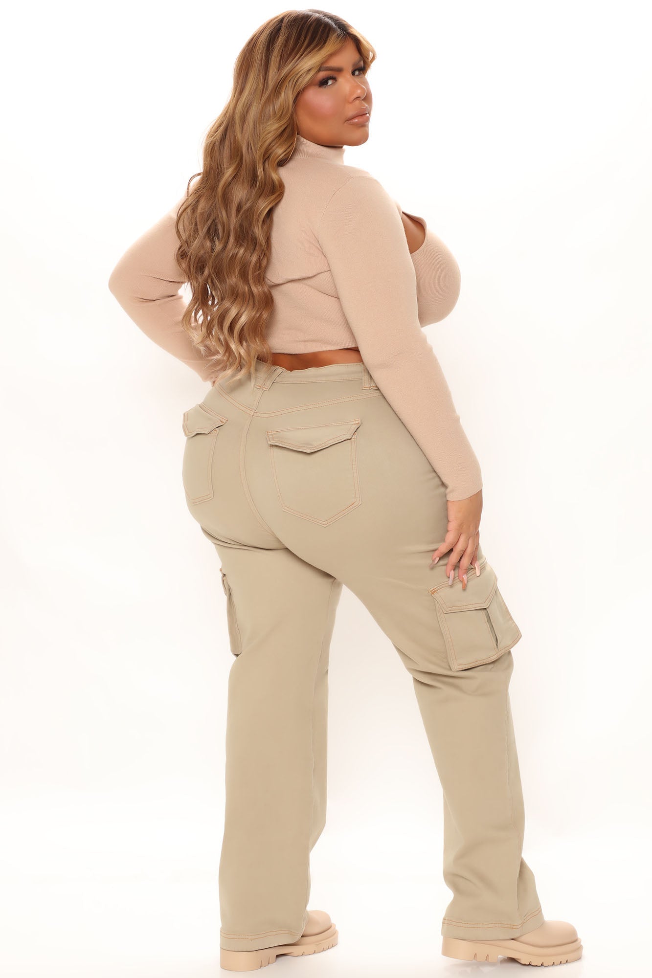 Won't Be Knocked Down Cargo Boyfriend Jeans - Khaki - Image 7