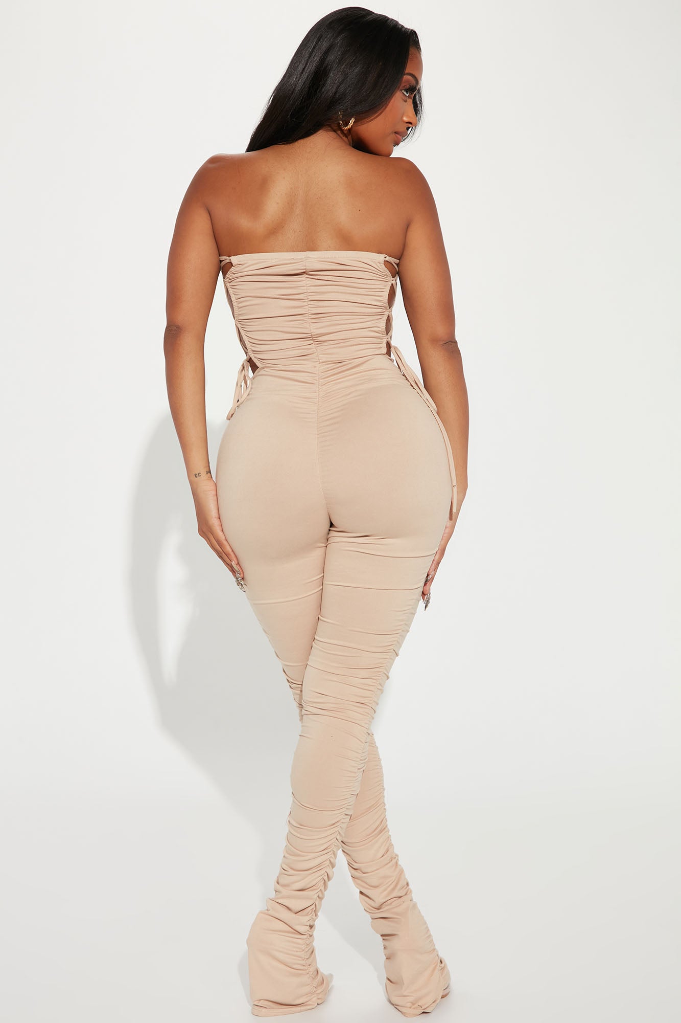 Ariana Ruched Jumpsuit - Taupe - Image 3