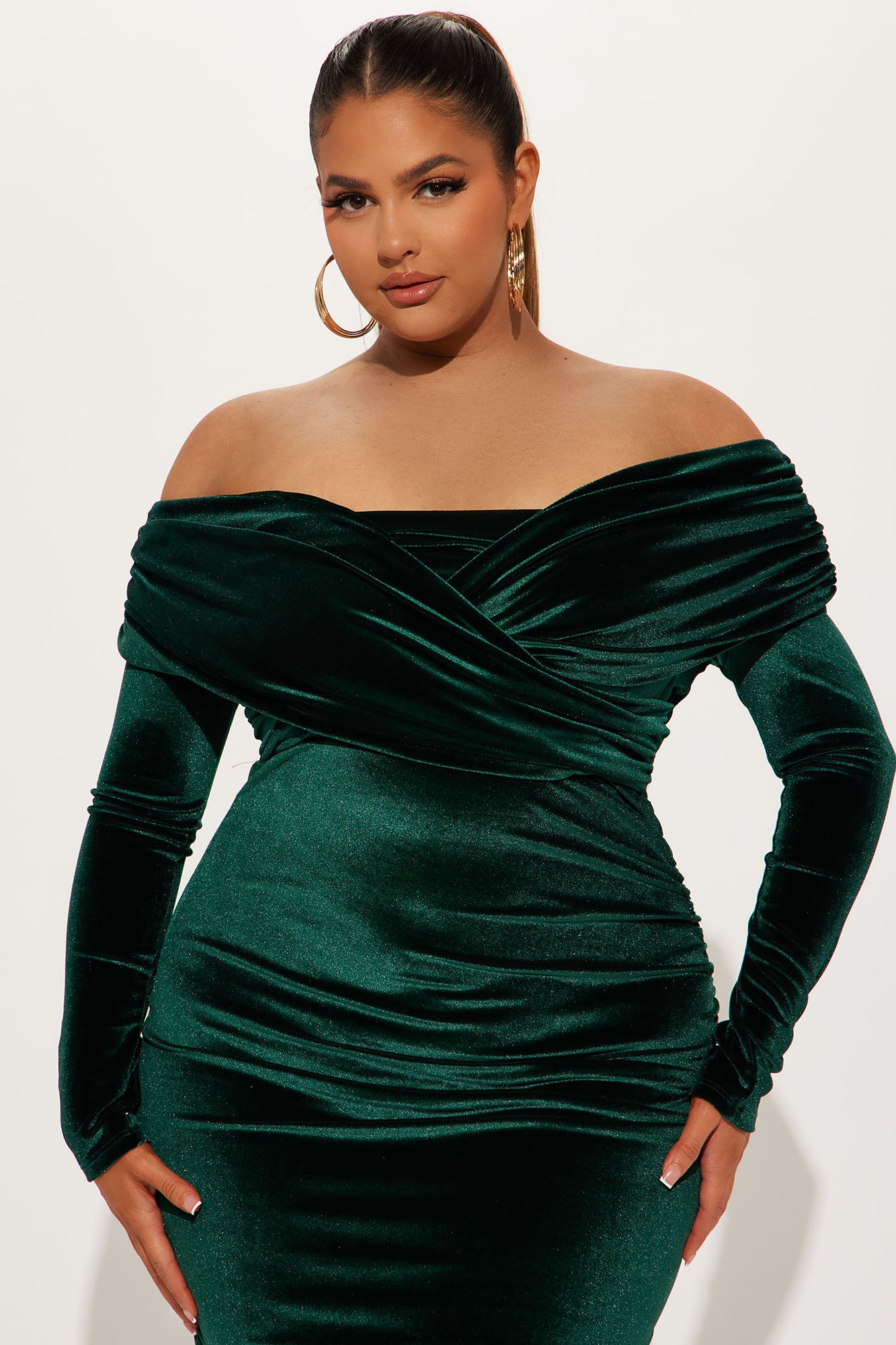Ignore The Romance Velvet Midi Dress - Hunter - Image 5