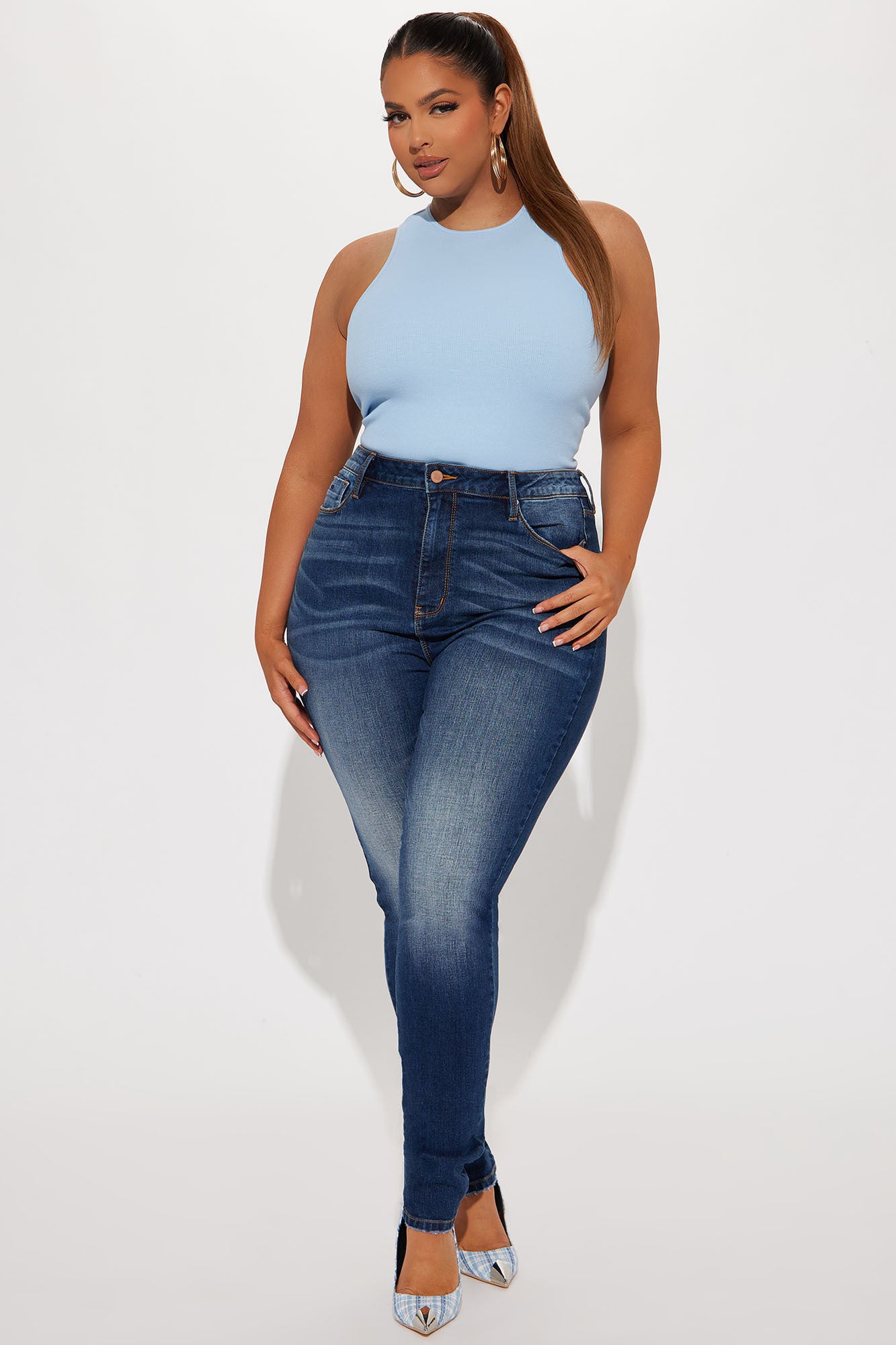 On The List Deluxe Stretch Skinny Jean - Dark Wash - Image 5