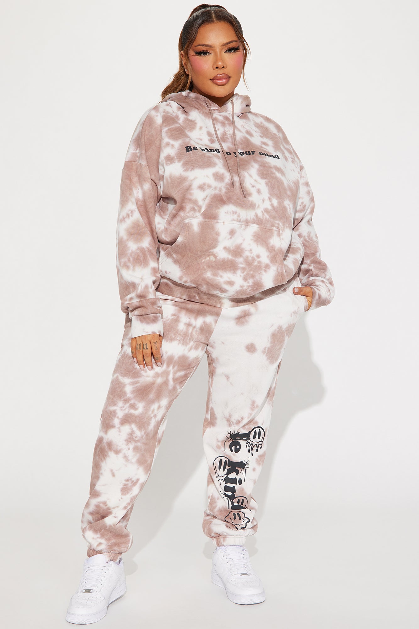 Be Kind Tie Dye Jogger Set - Mocha/combo - Image 7