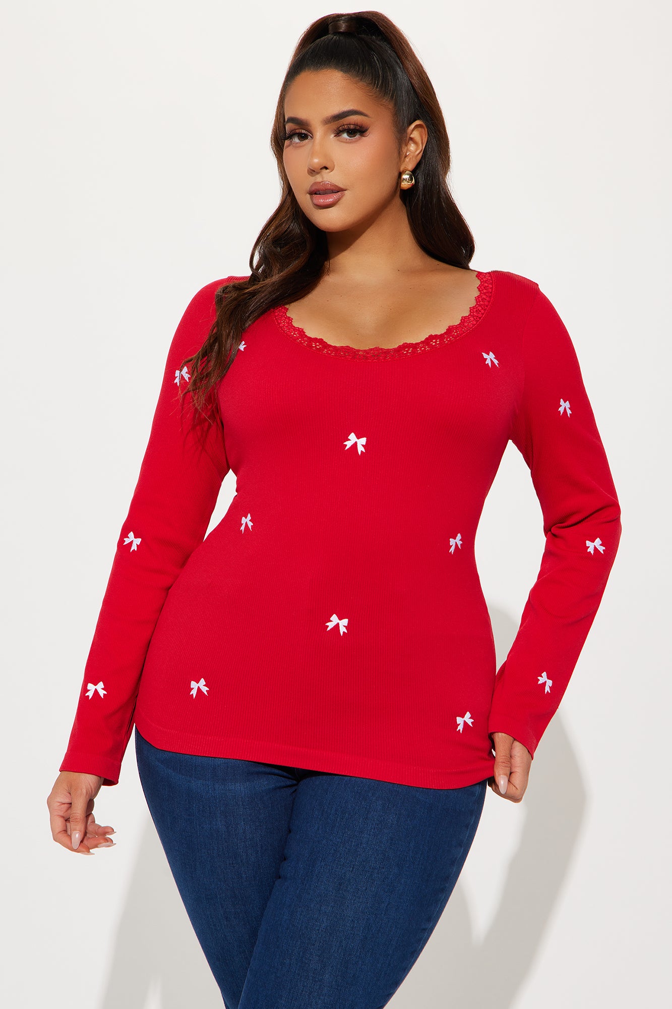 Sweet Moments Seamless Bow Top - Red - Image 4