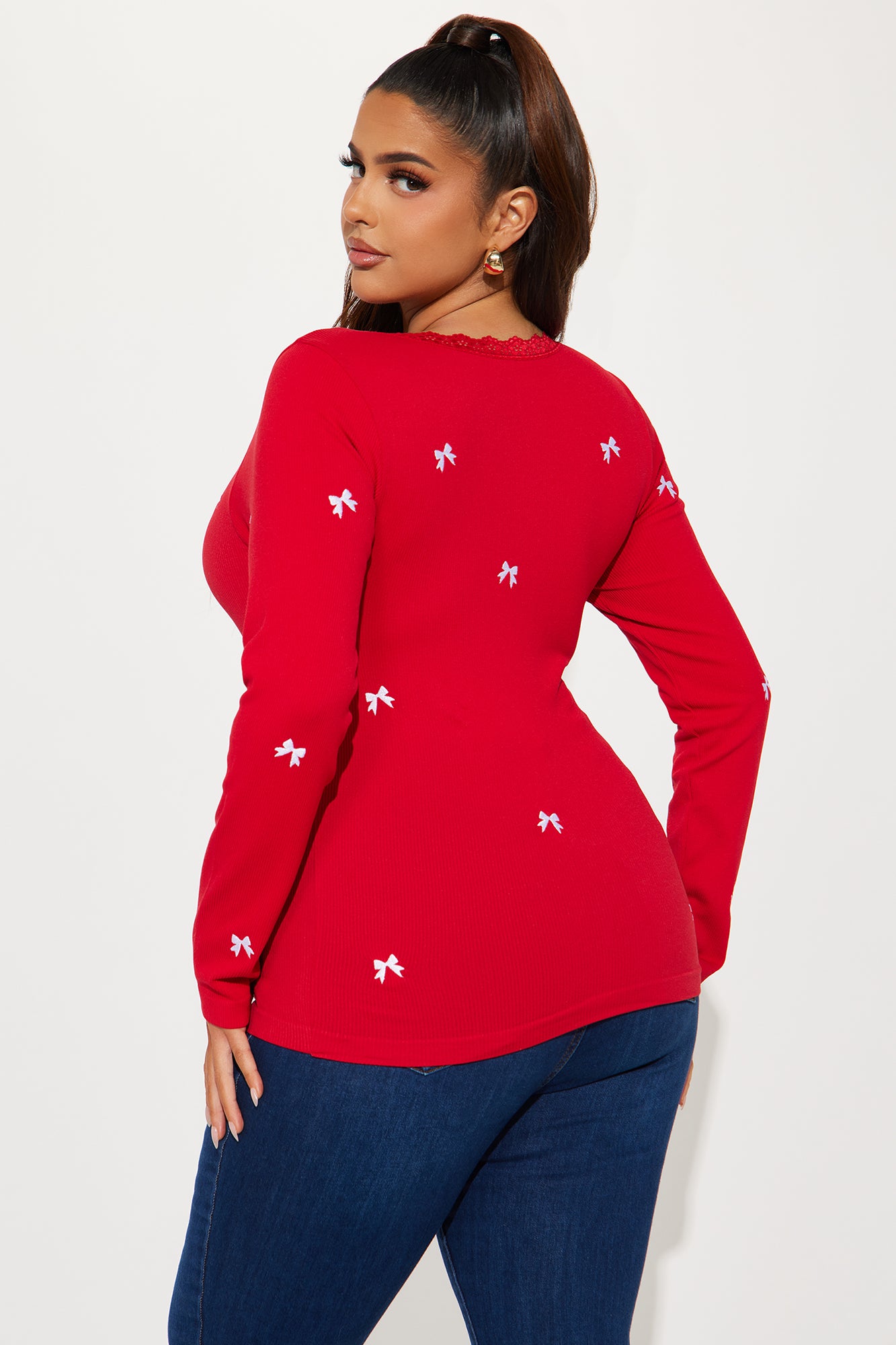 Sweet Moments Seamless Bow Top - Red - Image 6