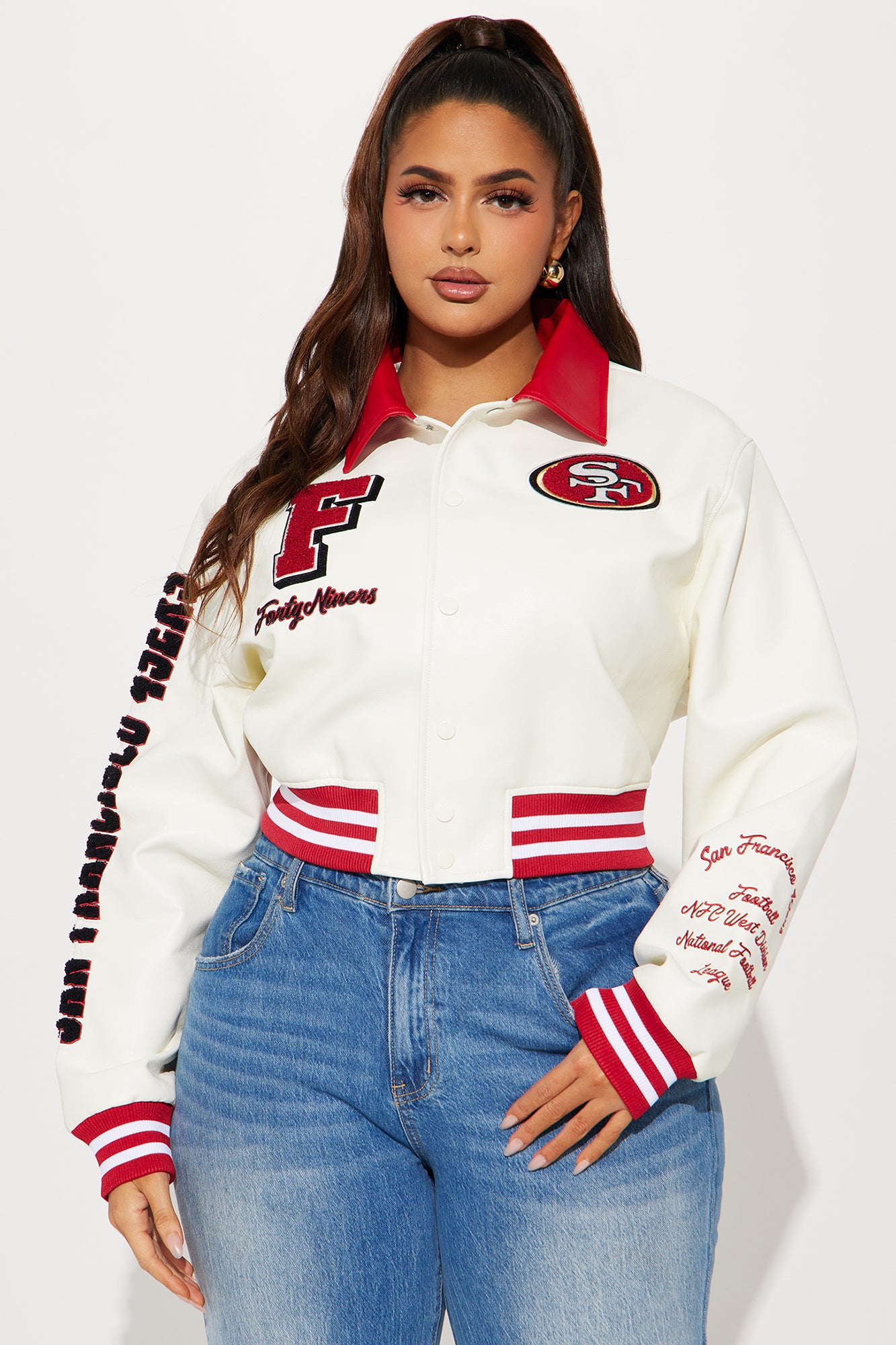 49ers Team Bomber Jacket - Cream - Image 6