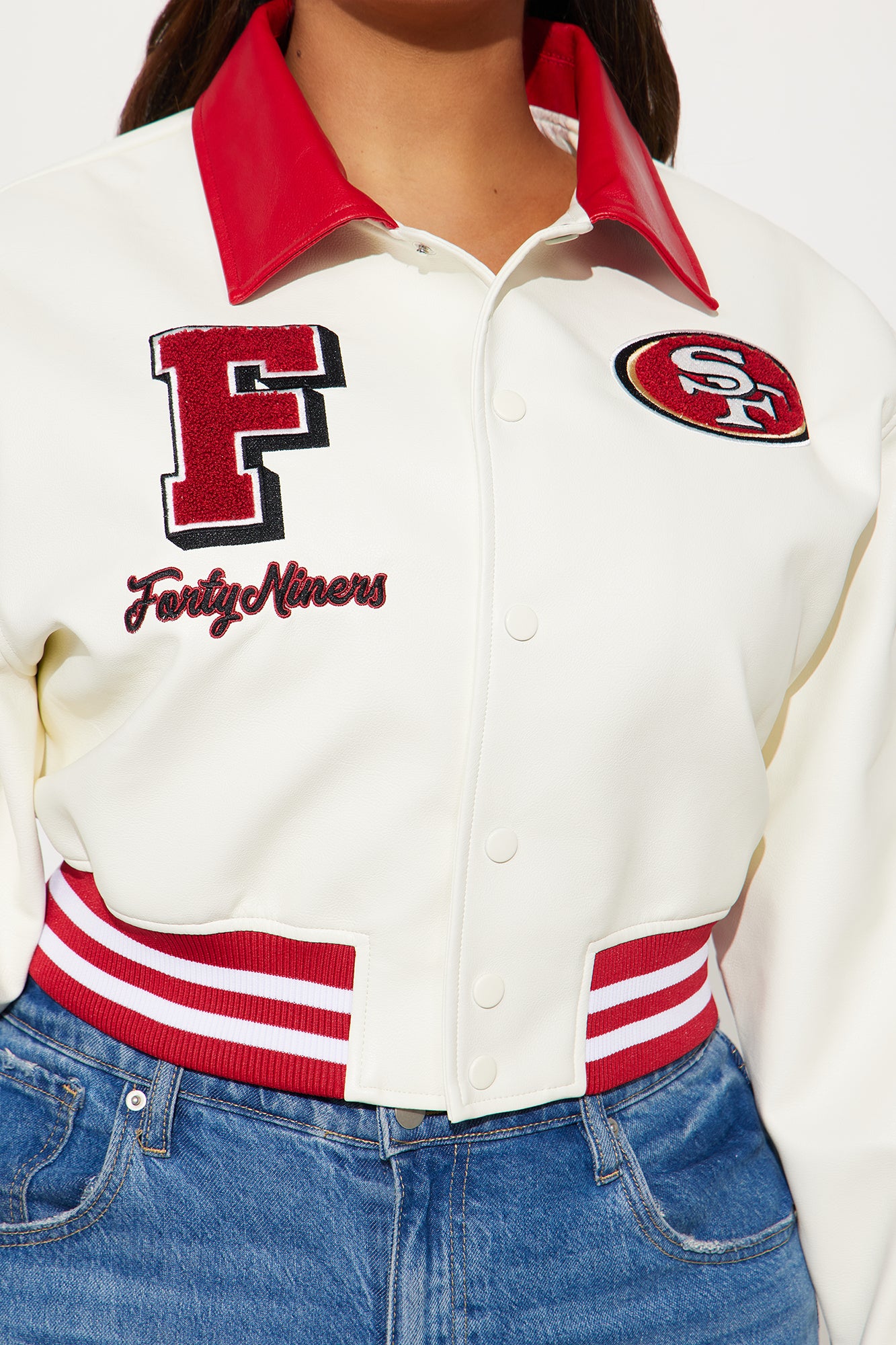 49ers Team Bomber Jacket - Cream - Image 9