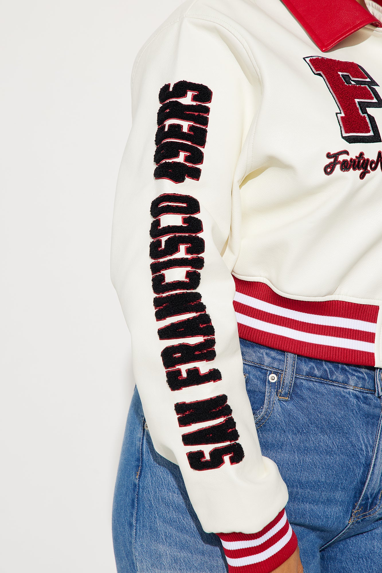 49ers Team Bomber Jacket - Cream - Image 11