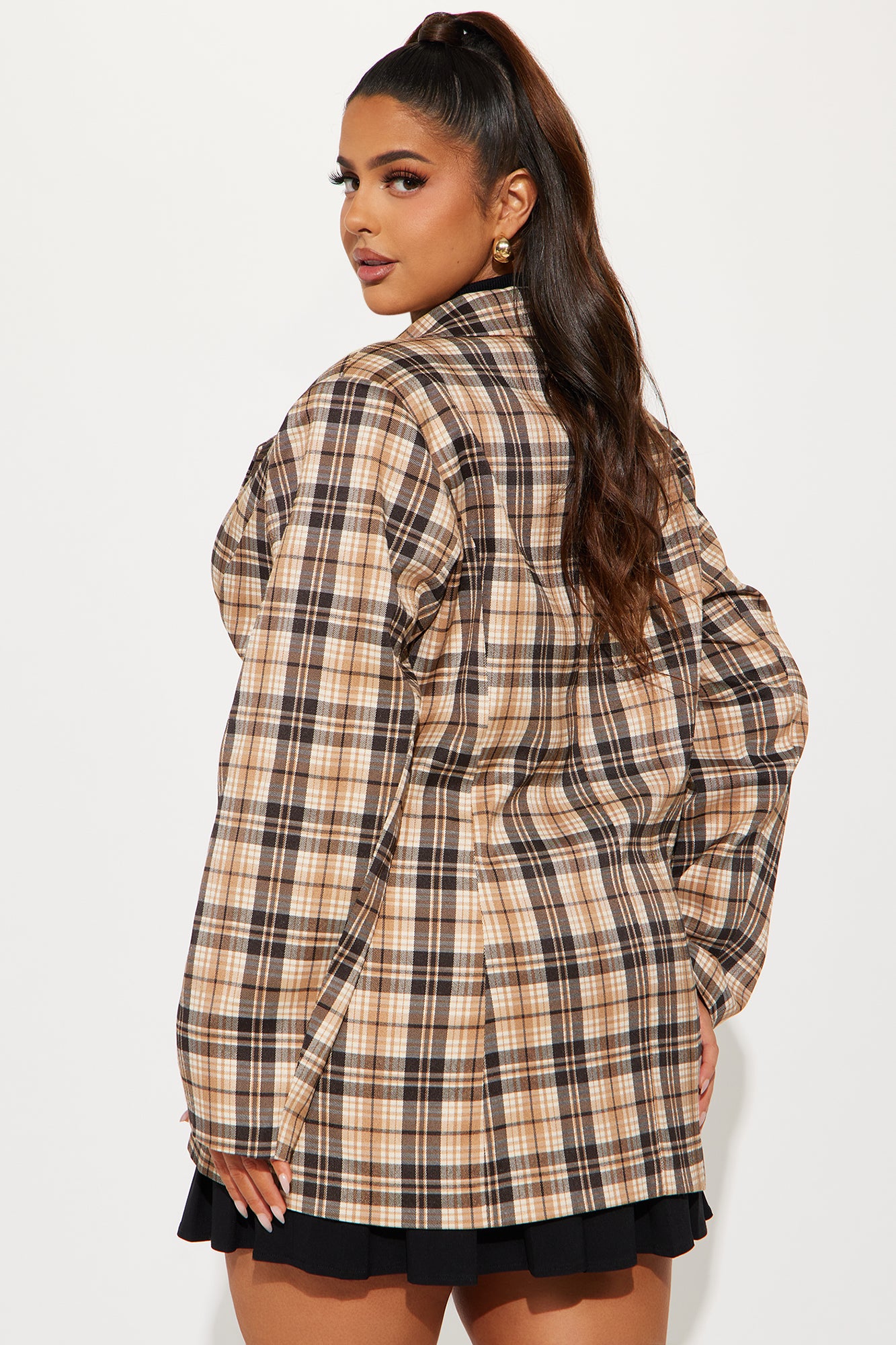 Watch Me Plaid Blazer - Taupe/combo - Image 6