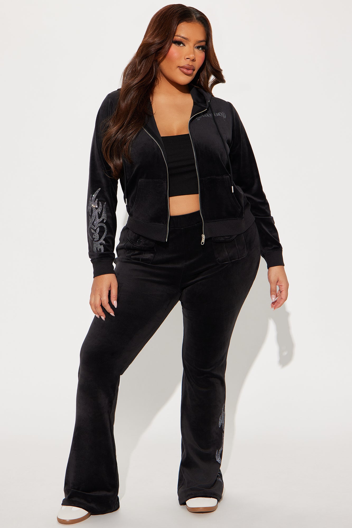 Playboy Iconic Velour Zip Front Hoodie - Black - Image 9