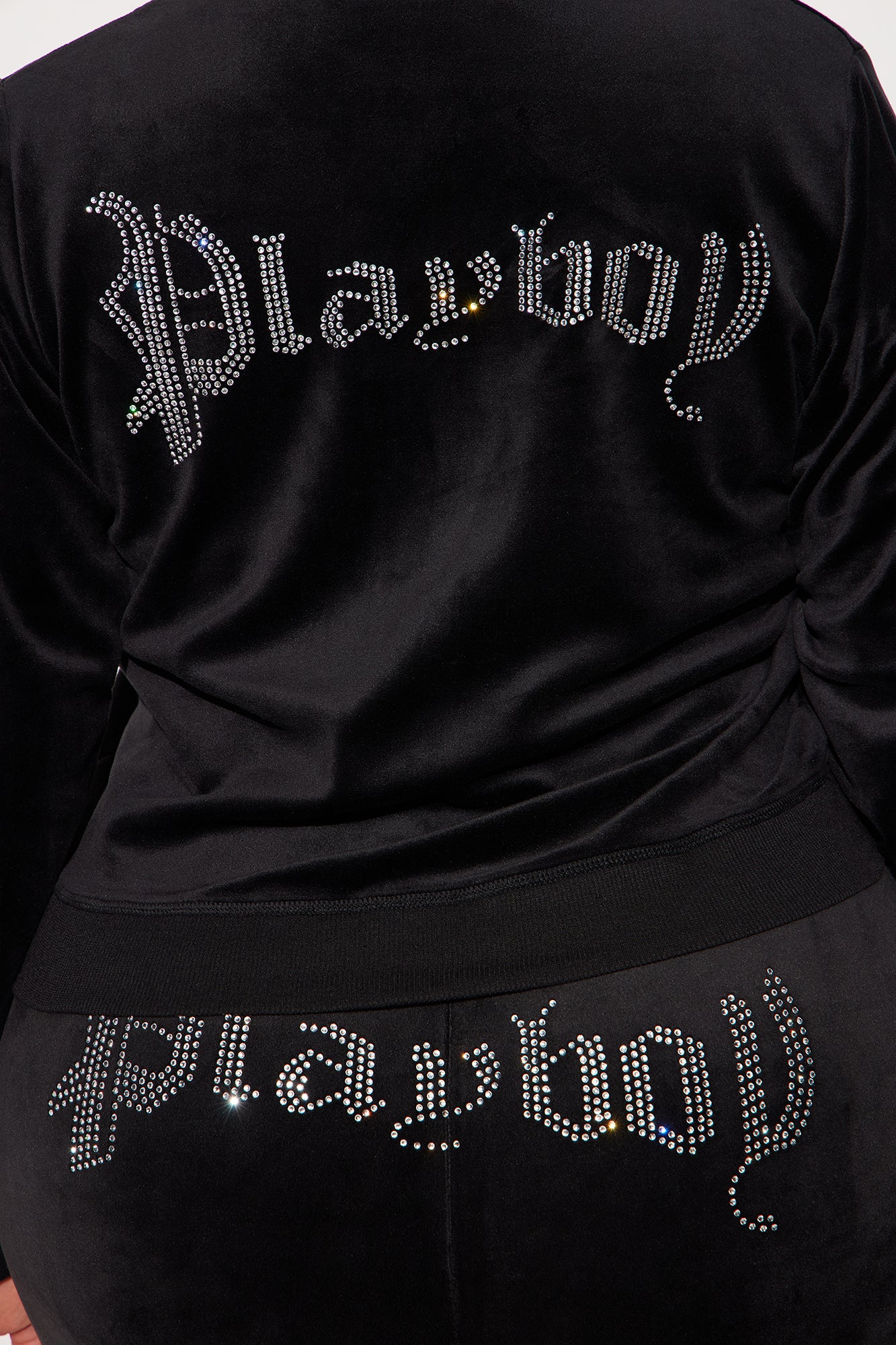 Playboy Iconic Velour Zip Front Hoodie - Black - Image 13
