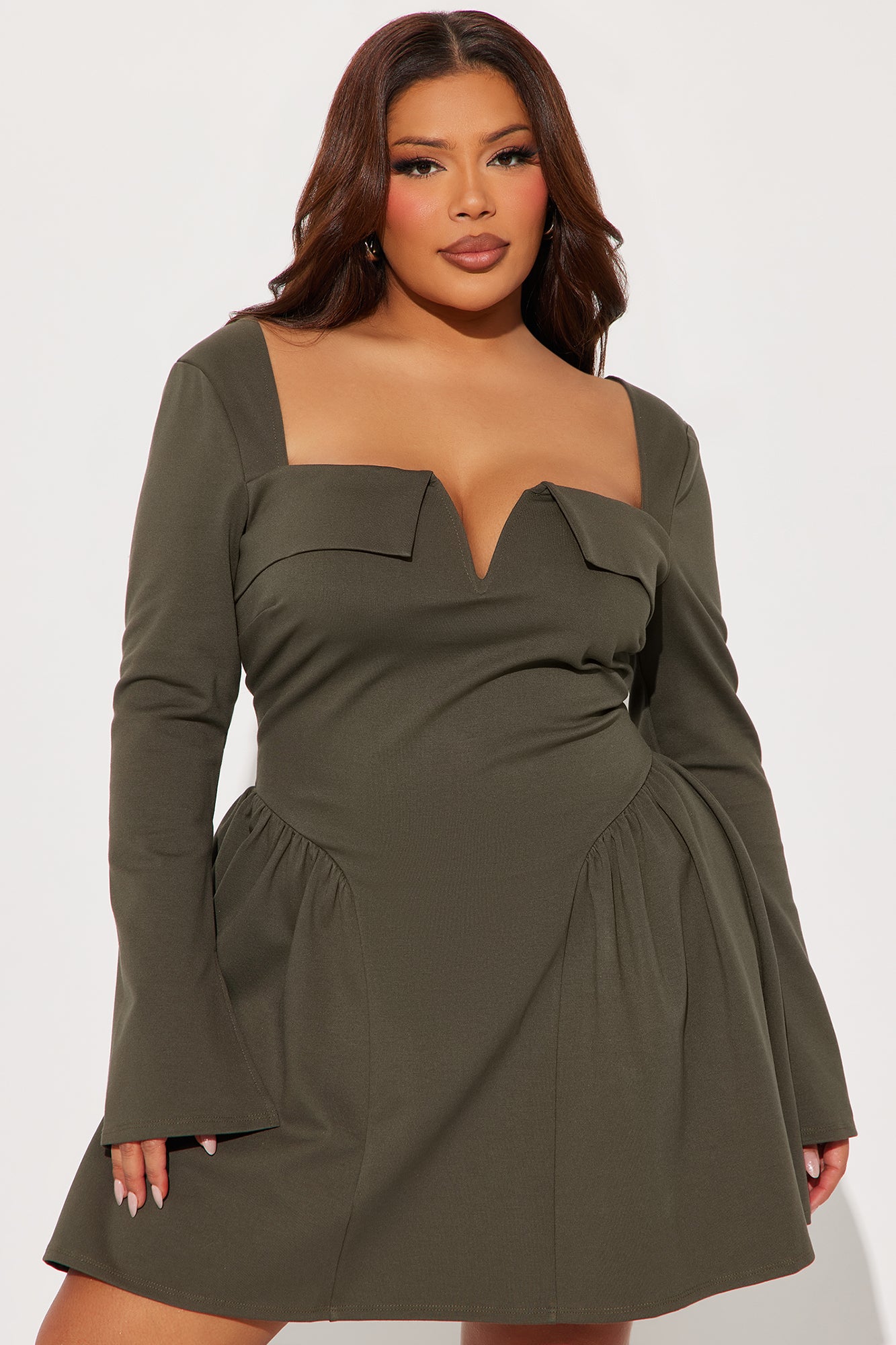 Zolie Ponte Micro Mini Dress - Olive - Image 4