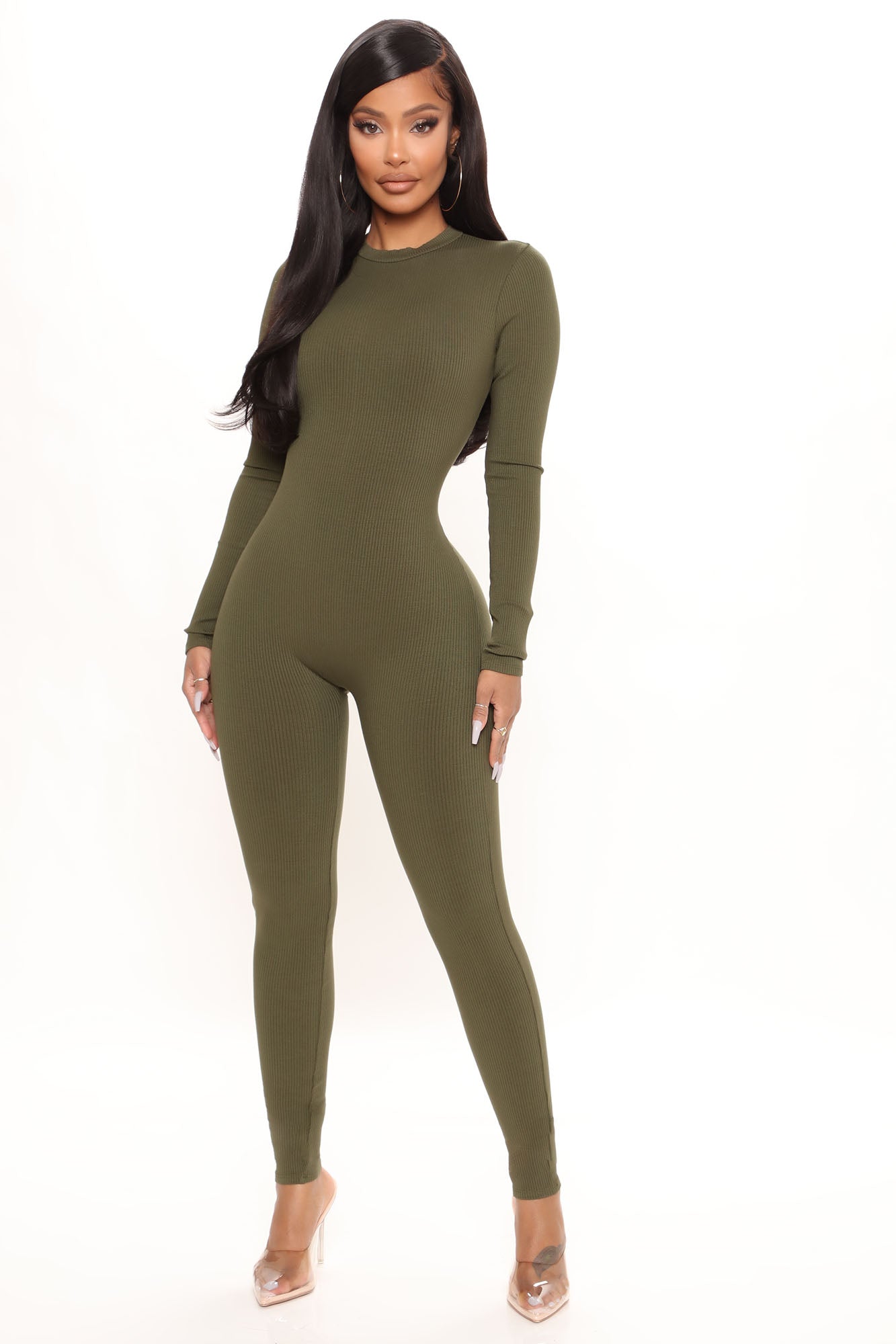 Maribel Snatched Jumpsuit - Olive - Image 4