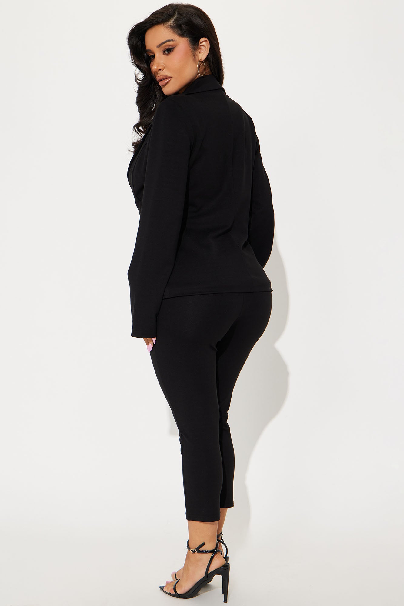 The Mia Double Lined Ponte Blazer Capri Set - Black - Image 4