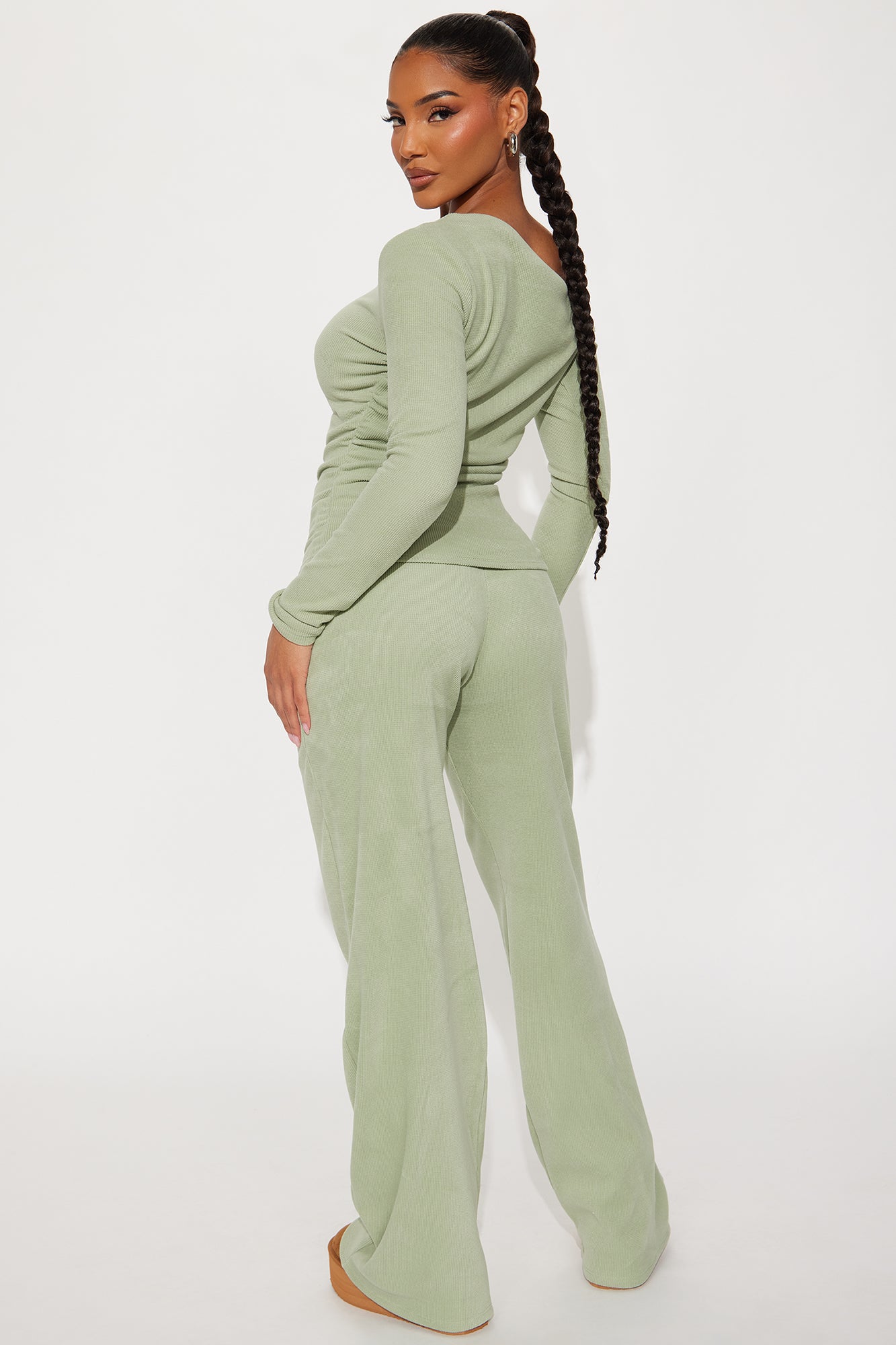 Maya Off Shoulder Pant Set - Sage - Image 3
