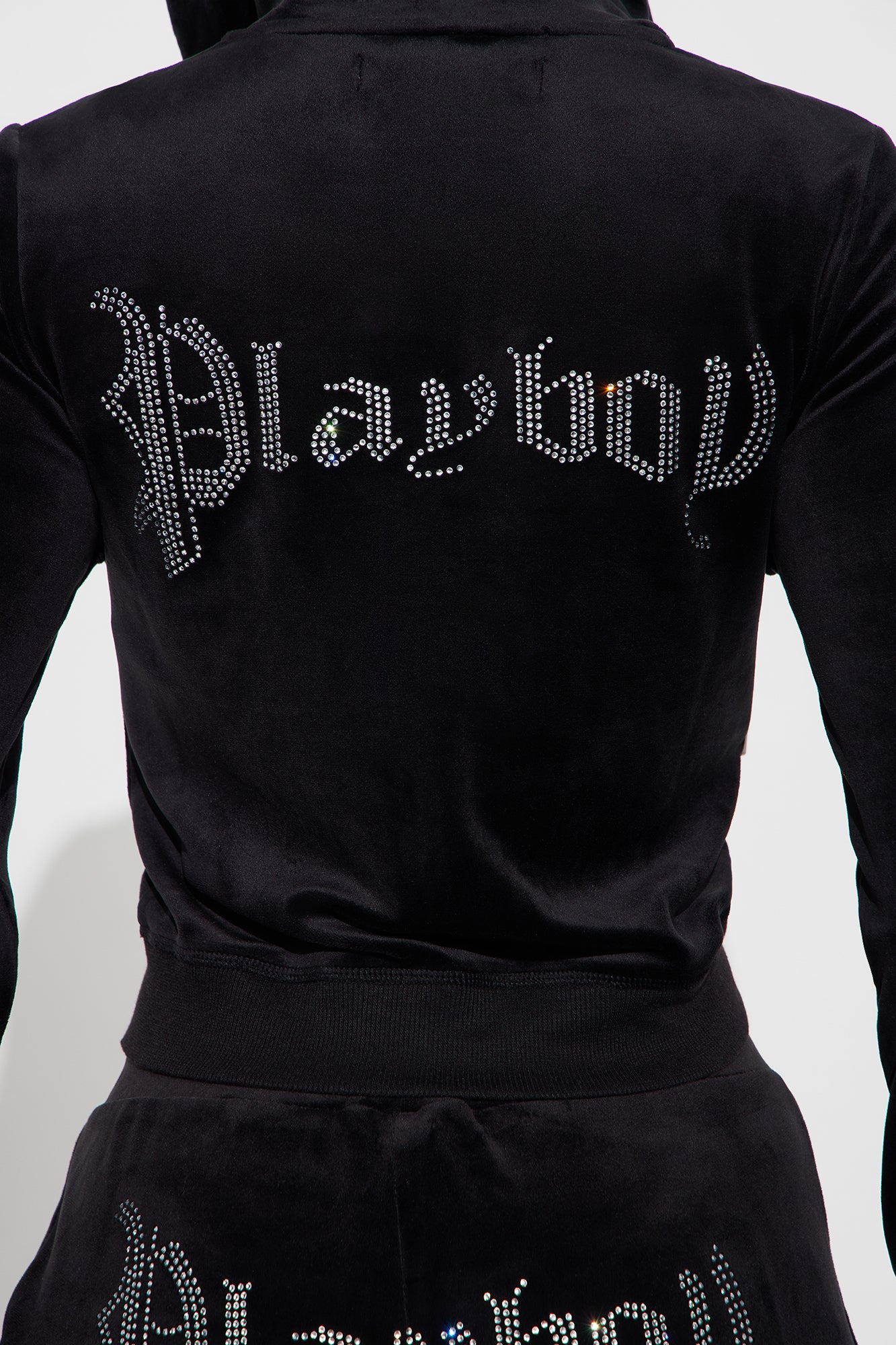 Playboy Iconic Velour Zip Front Hoodie - Black - Image 7