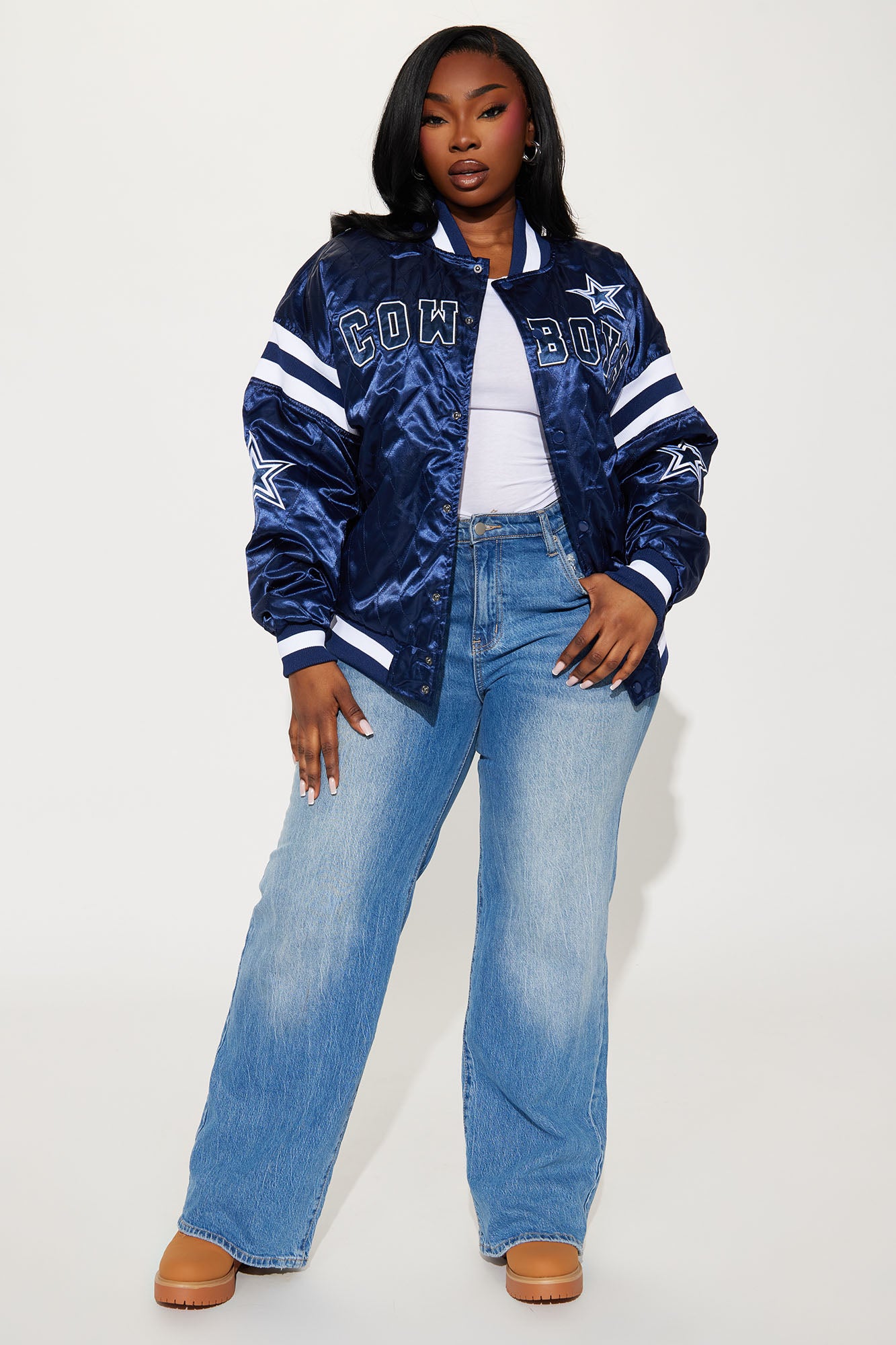 Dallas Cowboys Quilted Bomber Jacket - Navy - Image 7