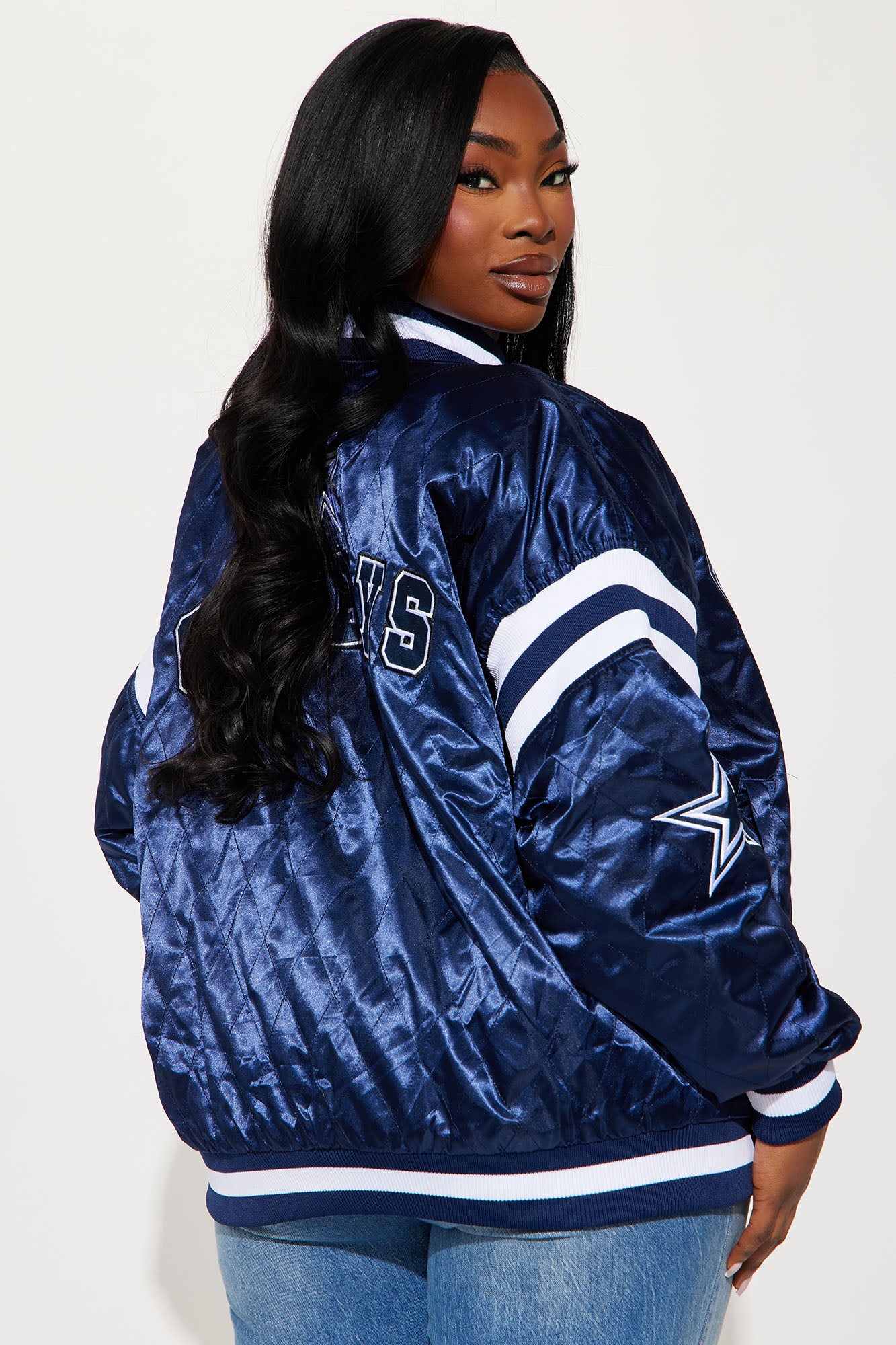 Dallas Cowboys Quilted Bomber Jacket - Navy - Image 8