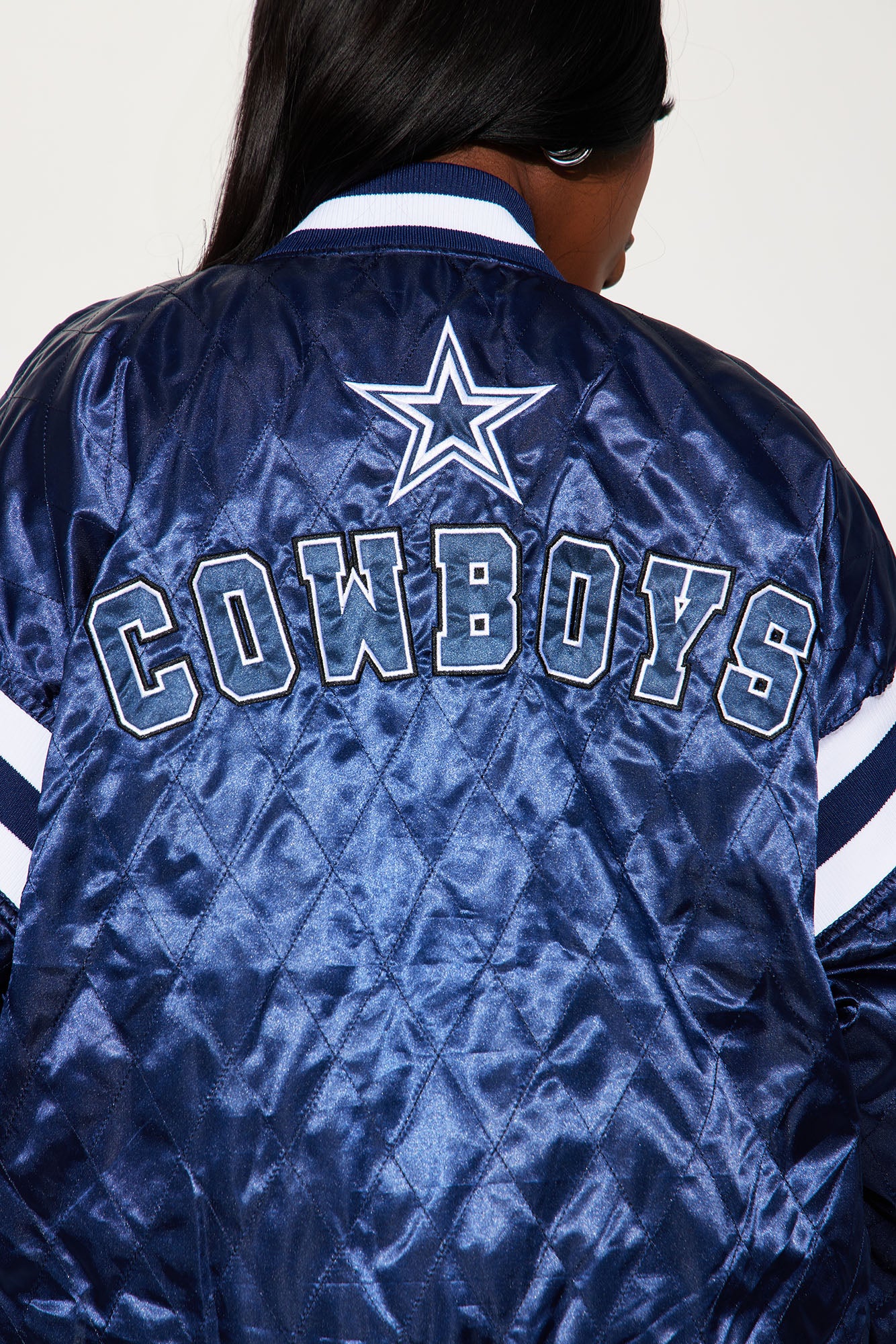 Dallas Cowboys Quilted Bomber Jacket - Navy - Image 9