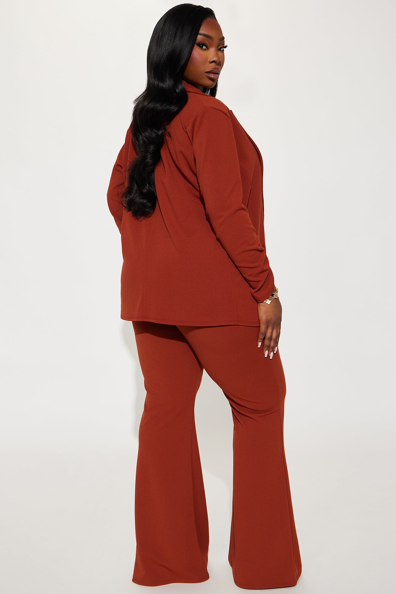 Executive Cutie Blazer Pant Set - Cognac - Image 7