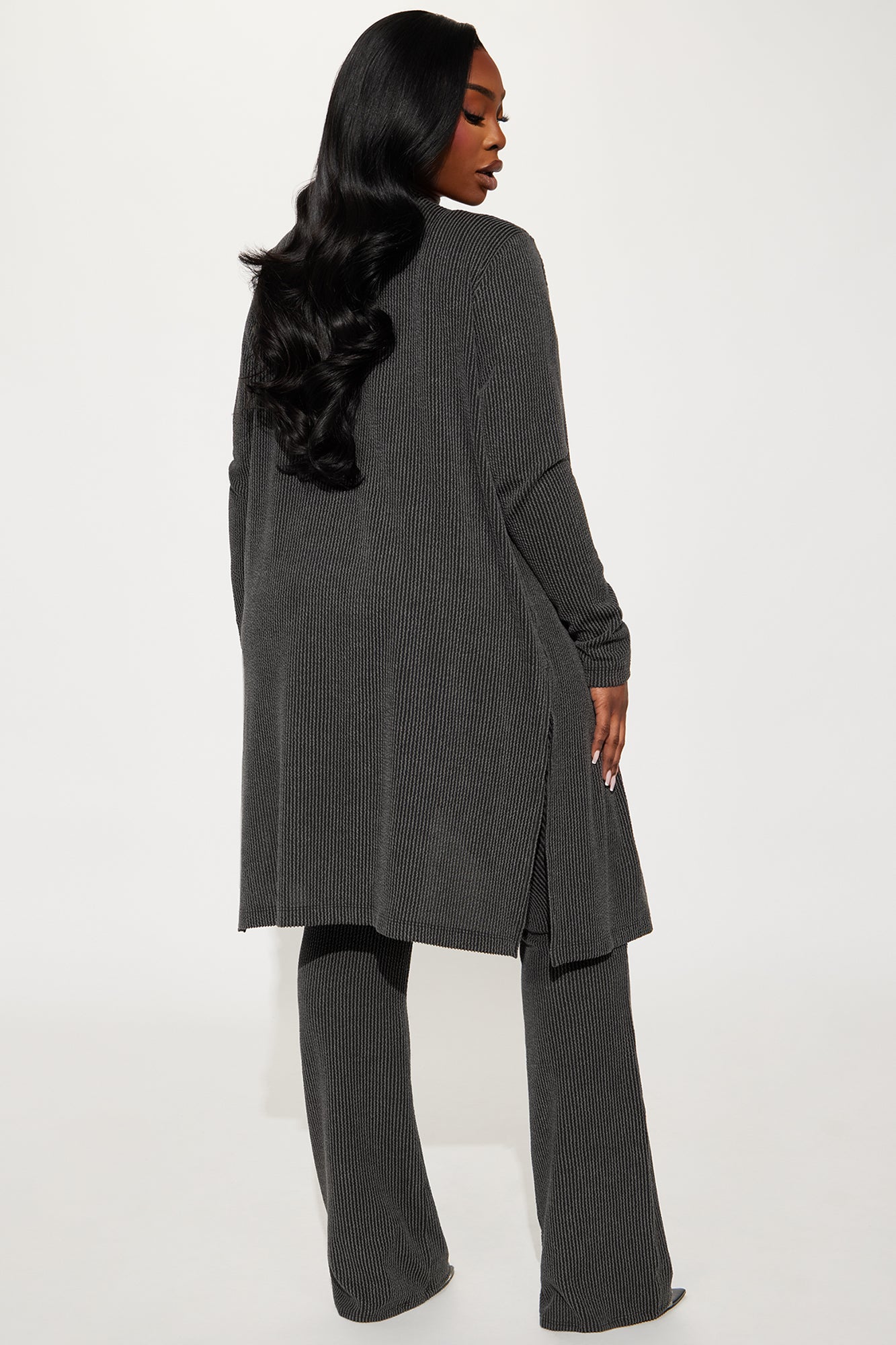 Weekend Vibe Ribbed 3 Piece Pant Set - Charcoal - Image 6