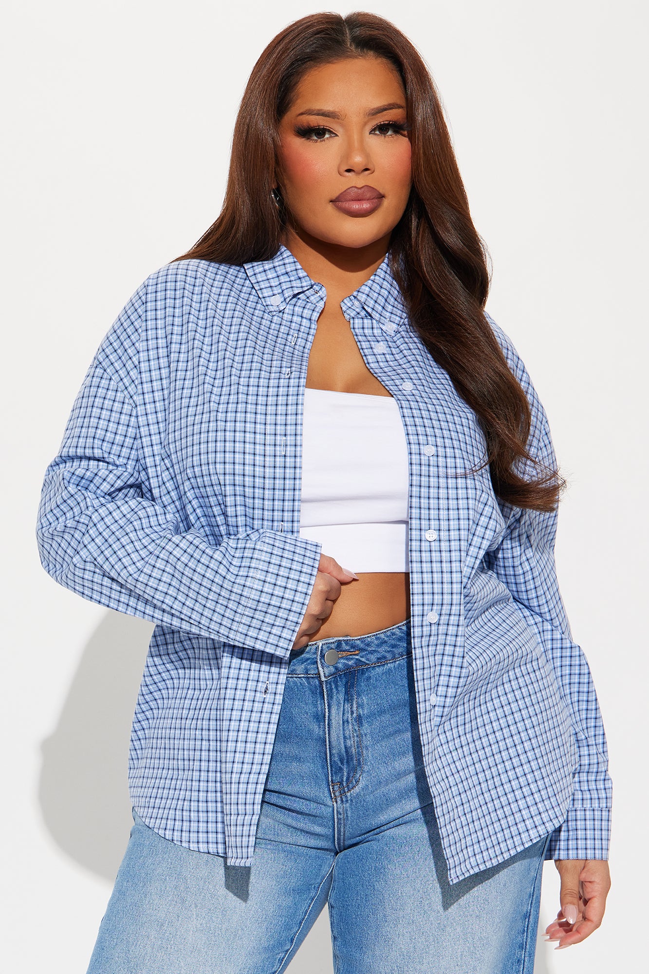 Your Boyfriends Oversized Plaid Shirt - Blue/combo - Image 4