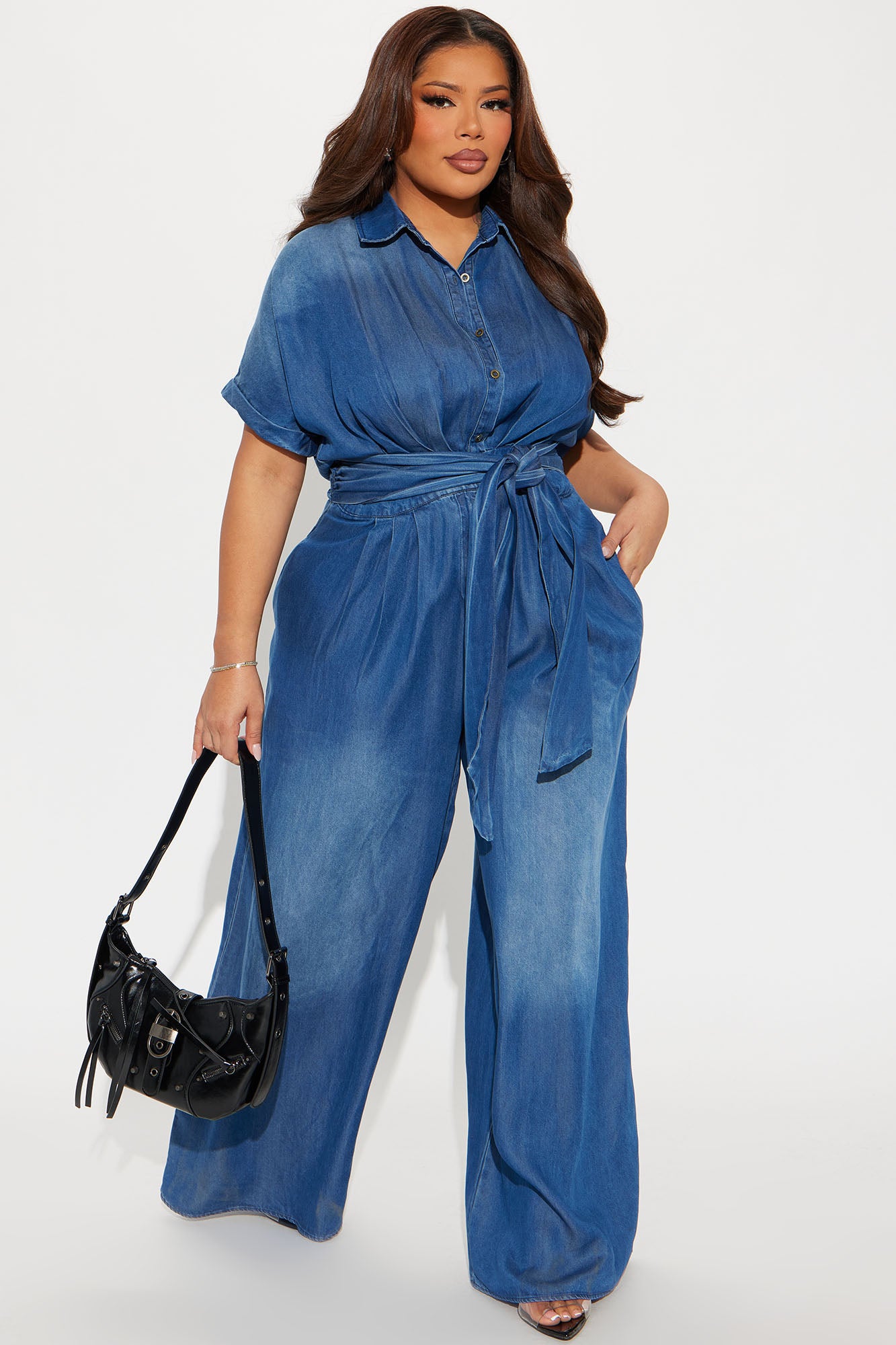 Lorette Chambray Jumpsuit - Medium Wash - Image 4