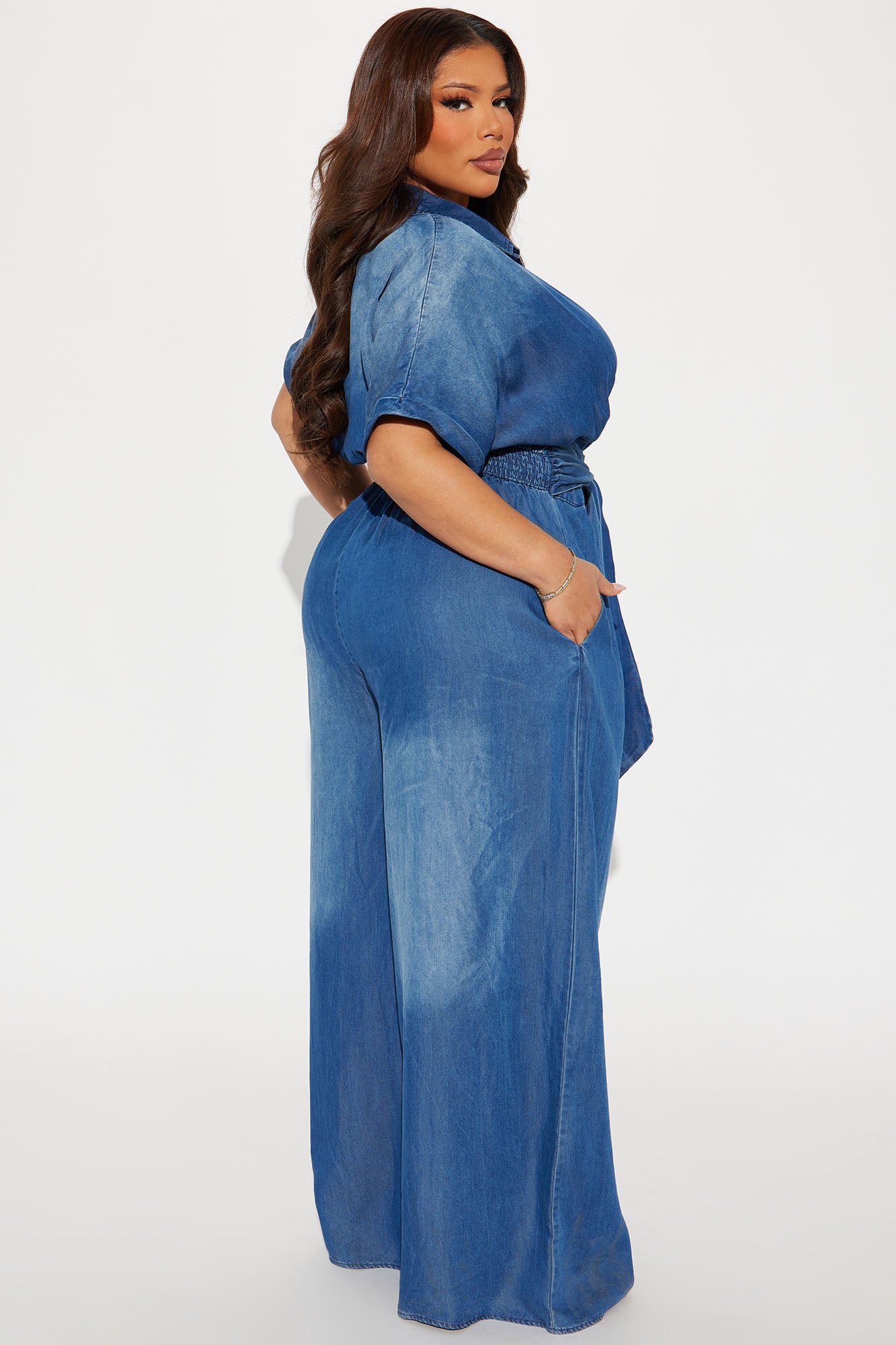 Lorette Chambray Jumpsuit - Medium Wash - Image 6