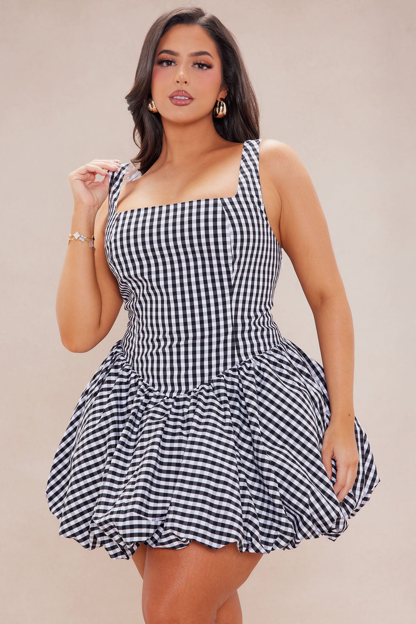 Austin Poplin Mini Dress - Black/White - Image 6