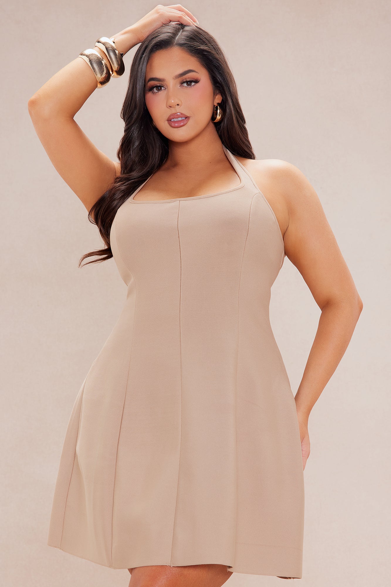 Brooke Bandage A Line Mini Dress - Nude - Image 6