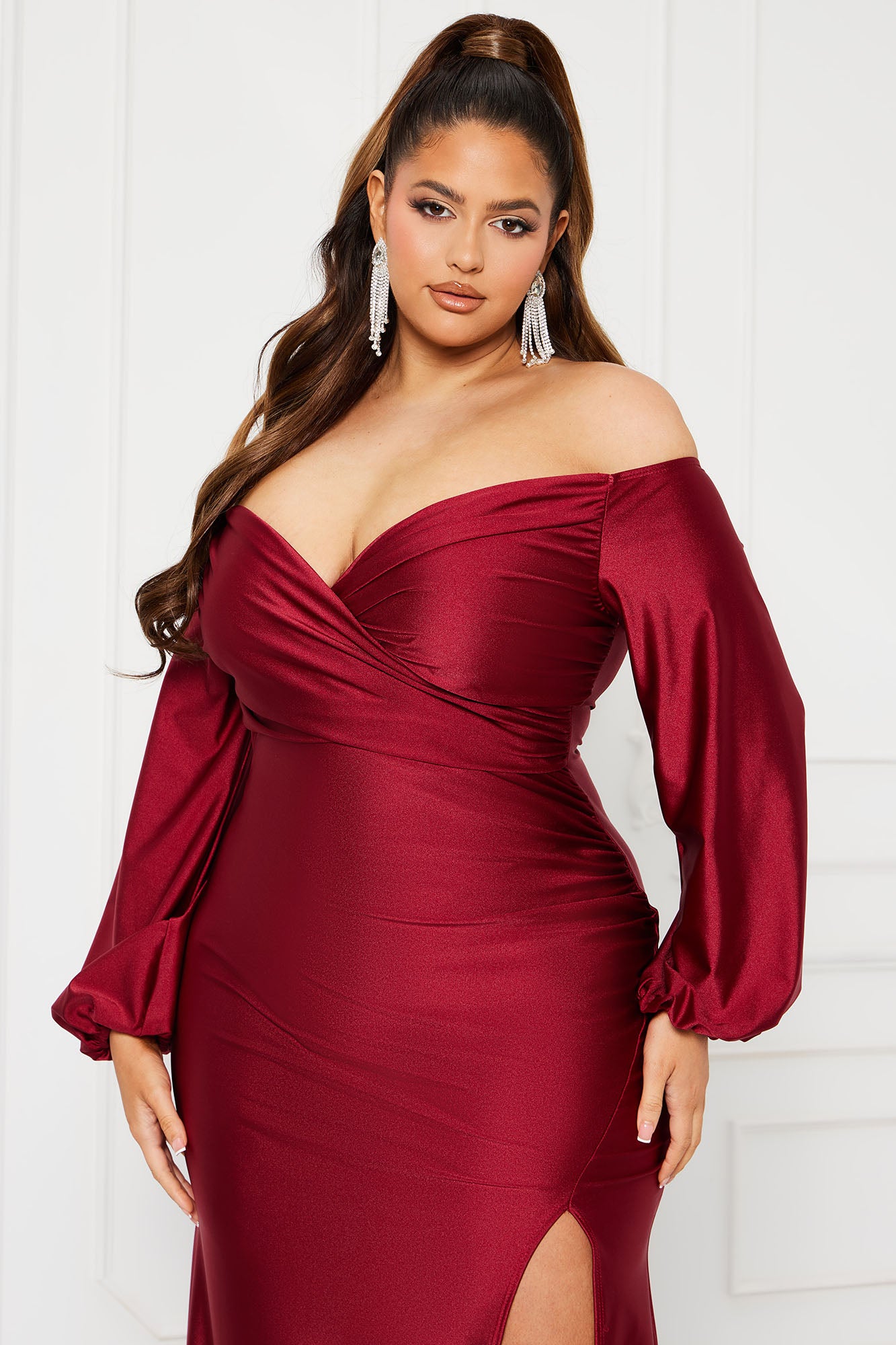 Denise Off Shoulder Maxi Dress - Wine - Image 5