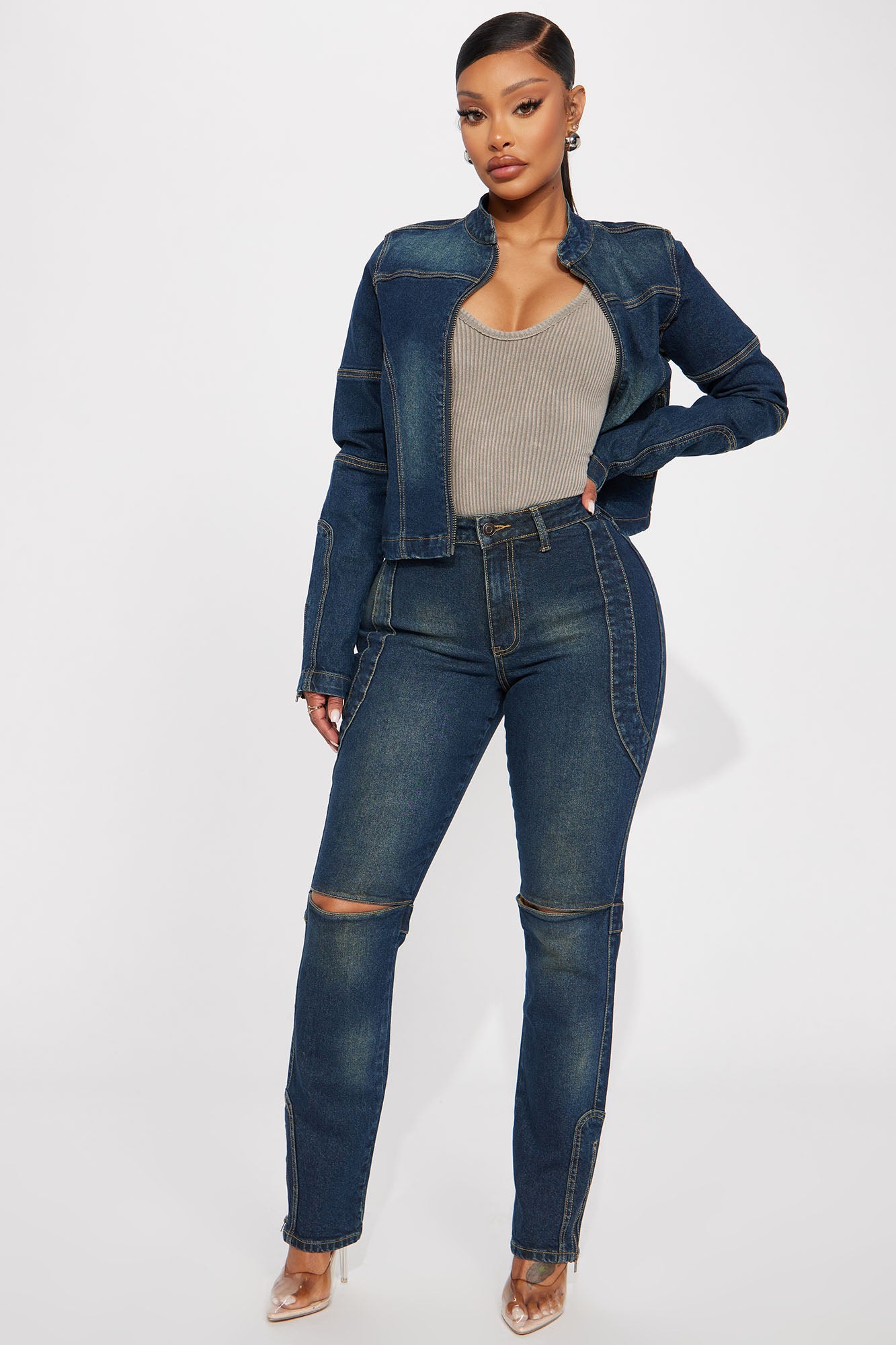 In The Running Slim Straight Leg Jeans - Dark Wash - Image 3