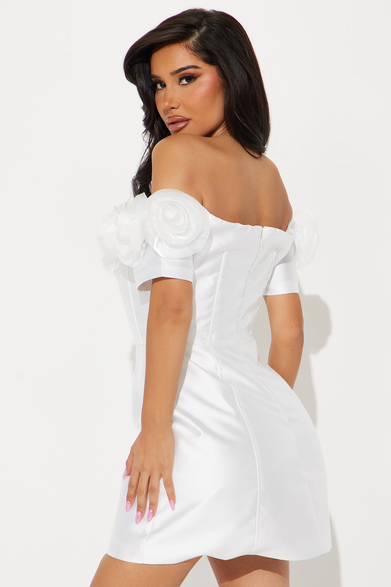 Say I Do Rosette Mini Dress - White - Image 3