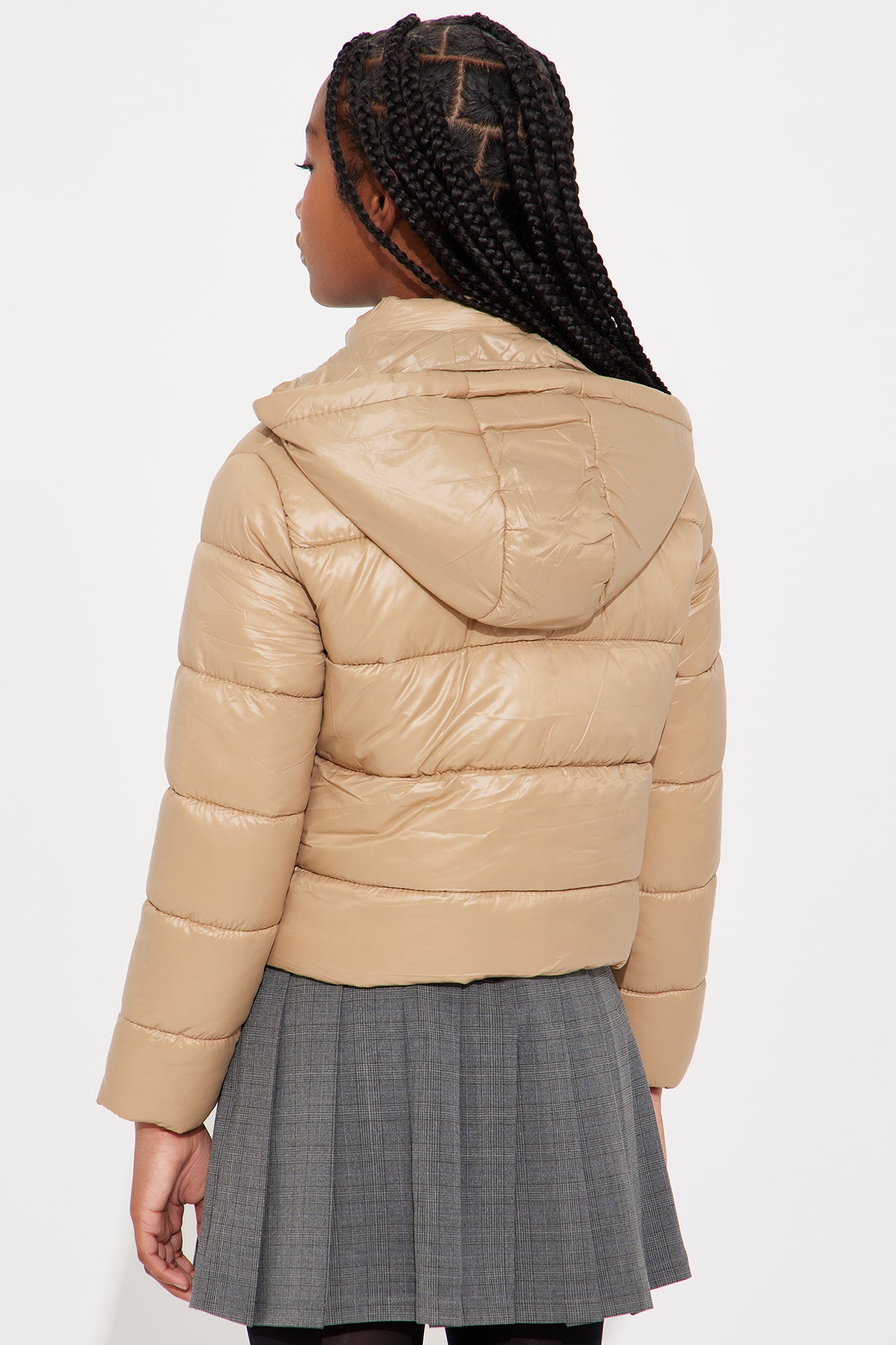 Mini Amelia Hooded Puffer Jacket - Brown - Image 4