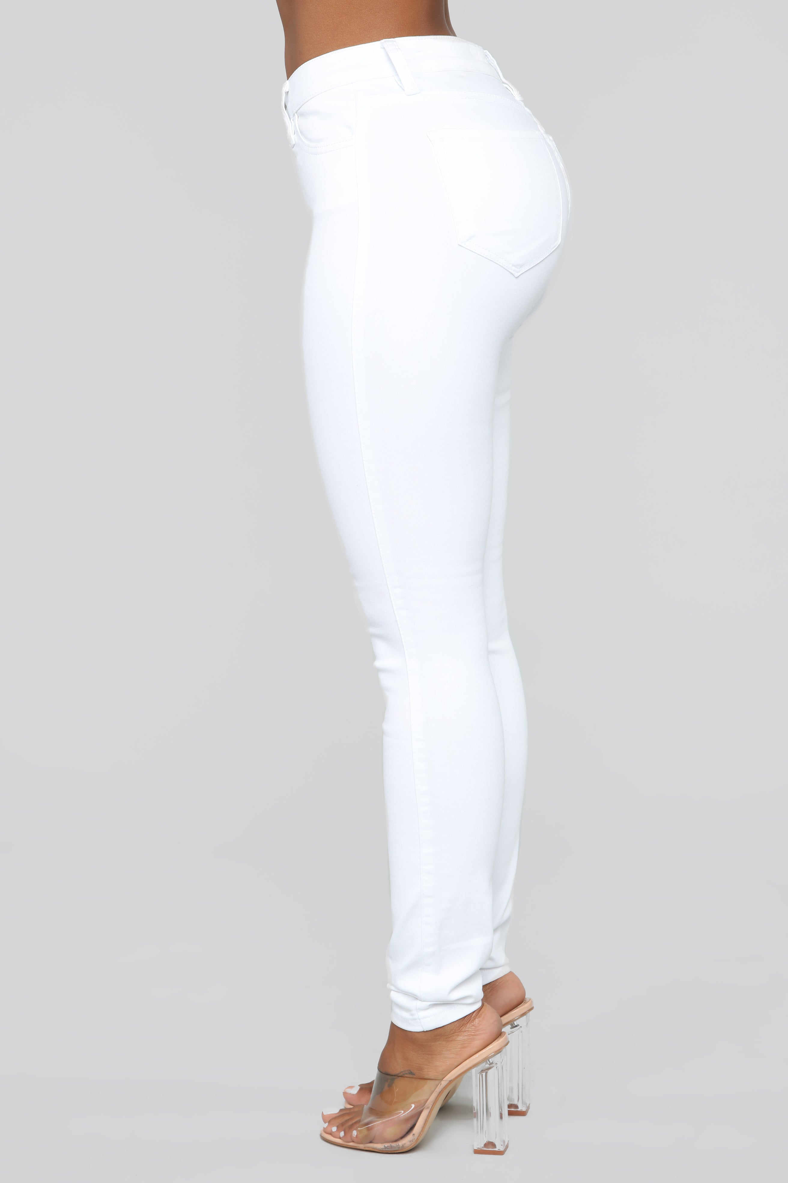 Classic Mid Rise Skinny Jeans - White - Image 7