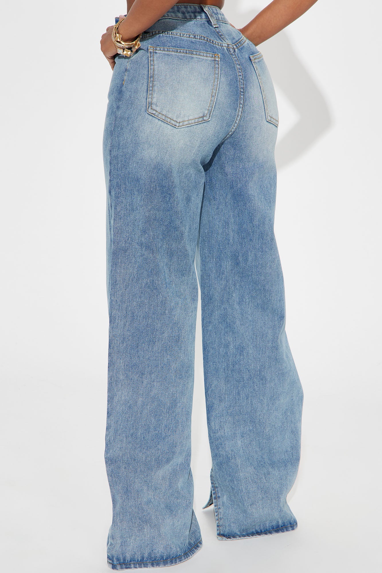 Jorja Non Stretch Wide Leg Jeans - Medium Wash - Image 3