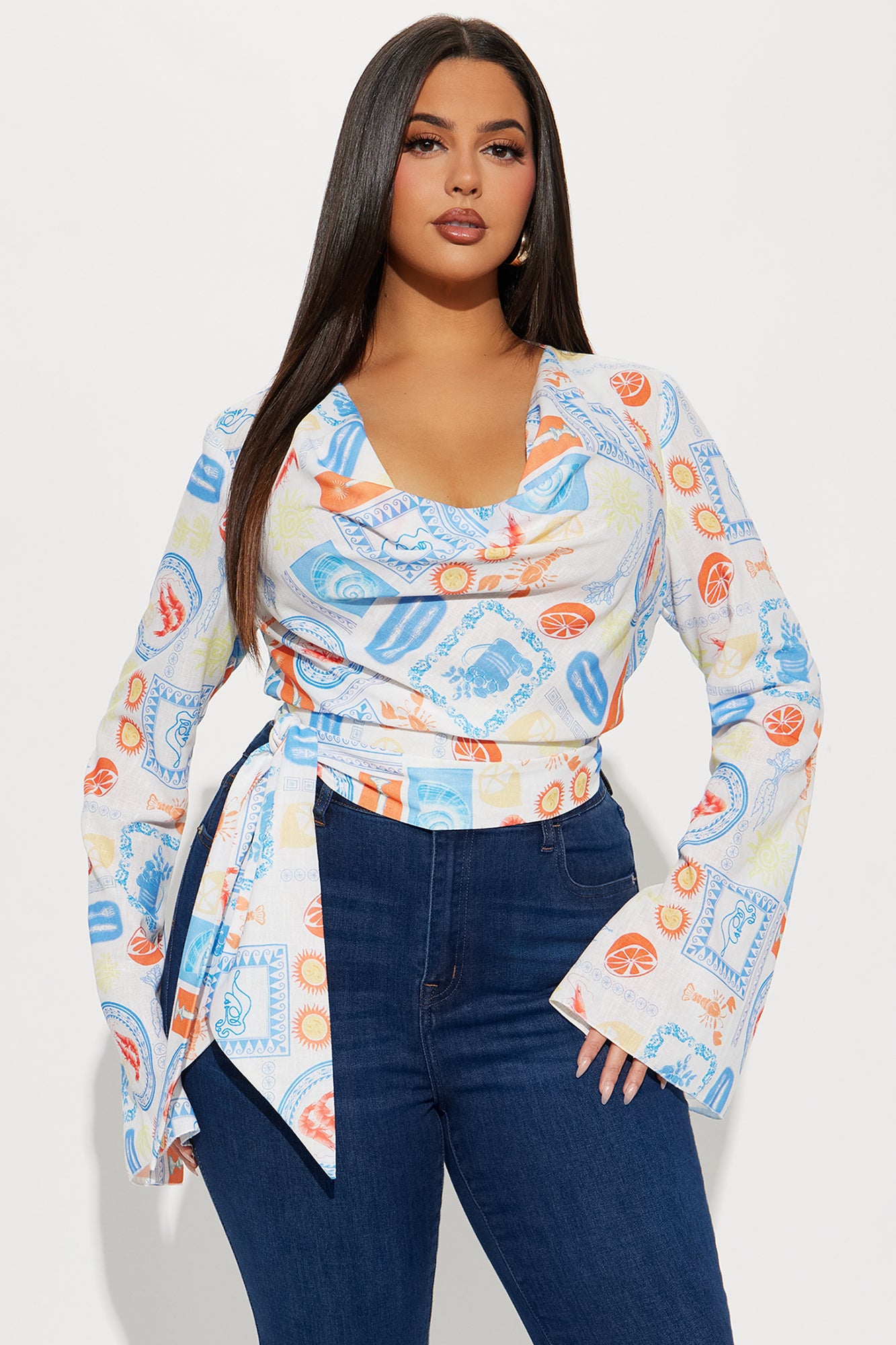 Atlas Linen Top - White/combo - Image 4