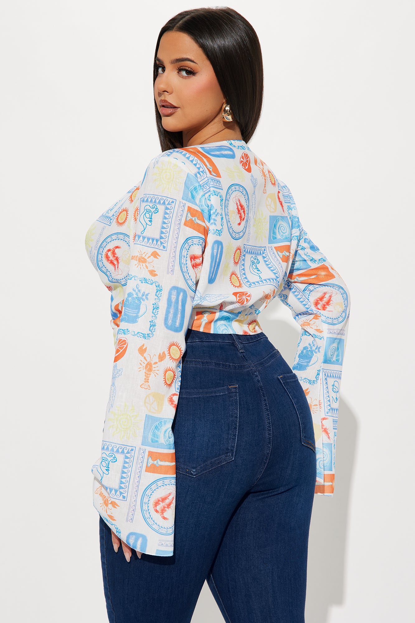 Atlas Linen Top - White/combo - Image 6