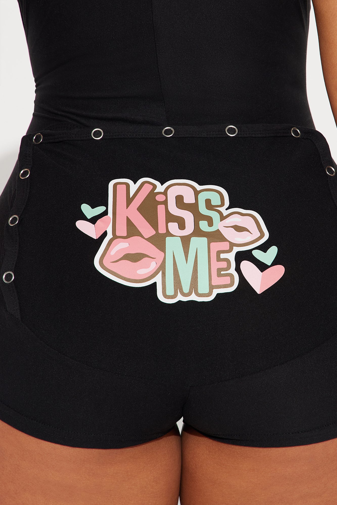 Kiss Me PJ Romper Onesie - Black - Image 3
