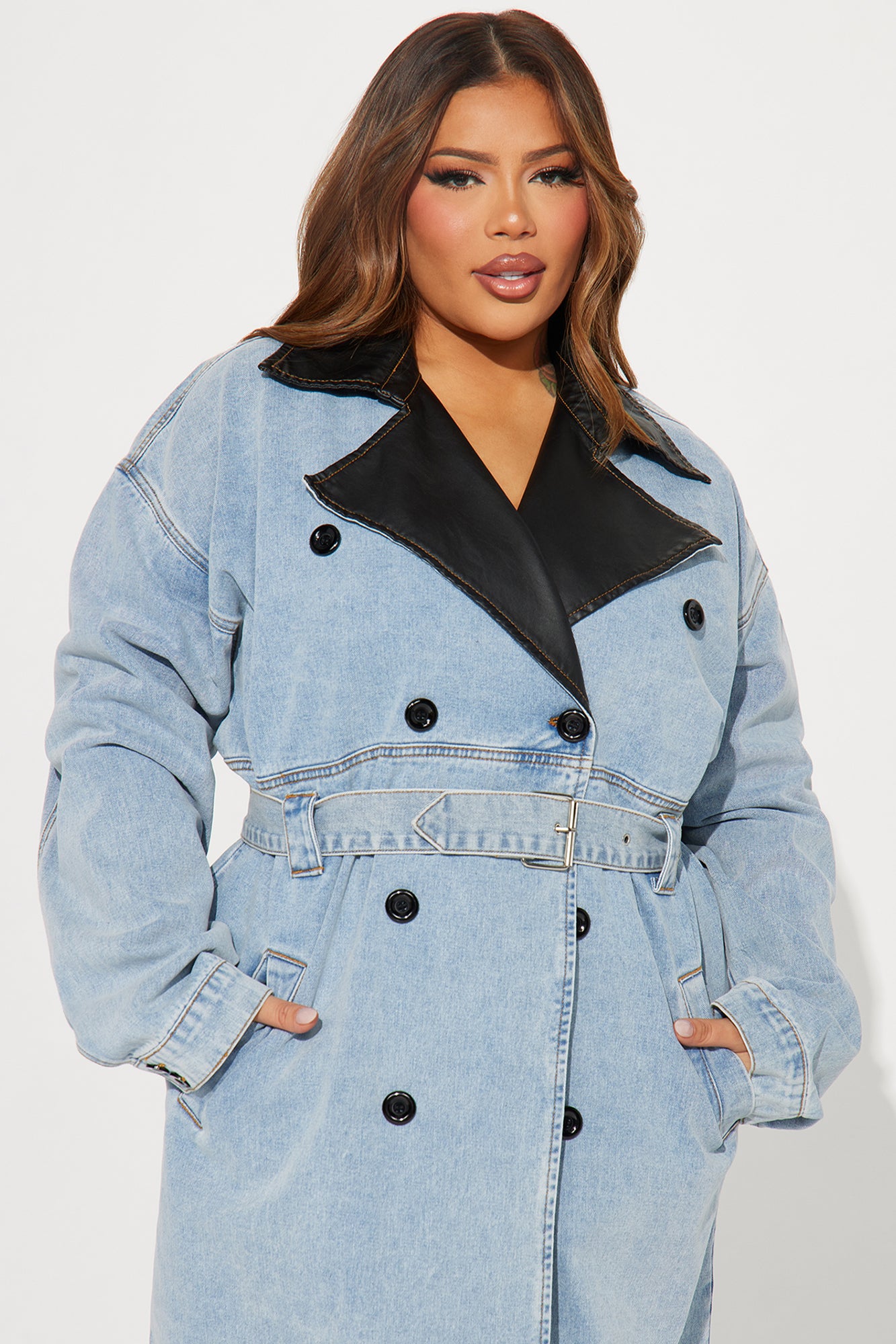 Downtown Living Trench Coat - Light Wash - Image 7