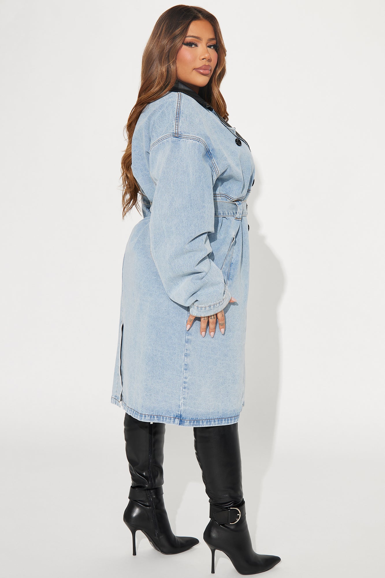 Downtown Living Trench Coat - Light Wash - Image 8
